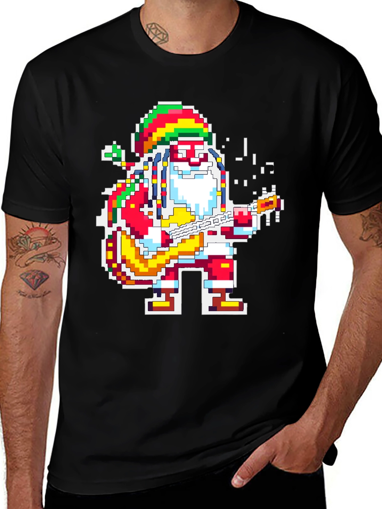 Rasta Santa T-Shirt - Pixel Holiday Style
