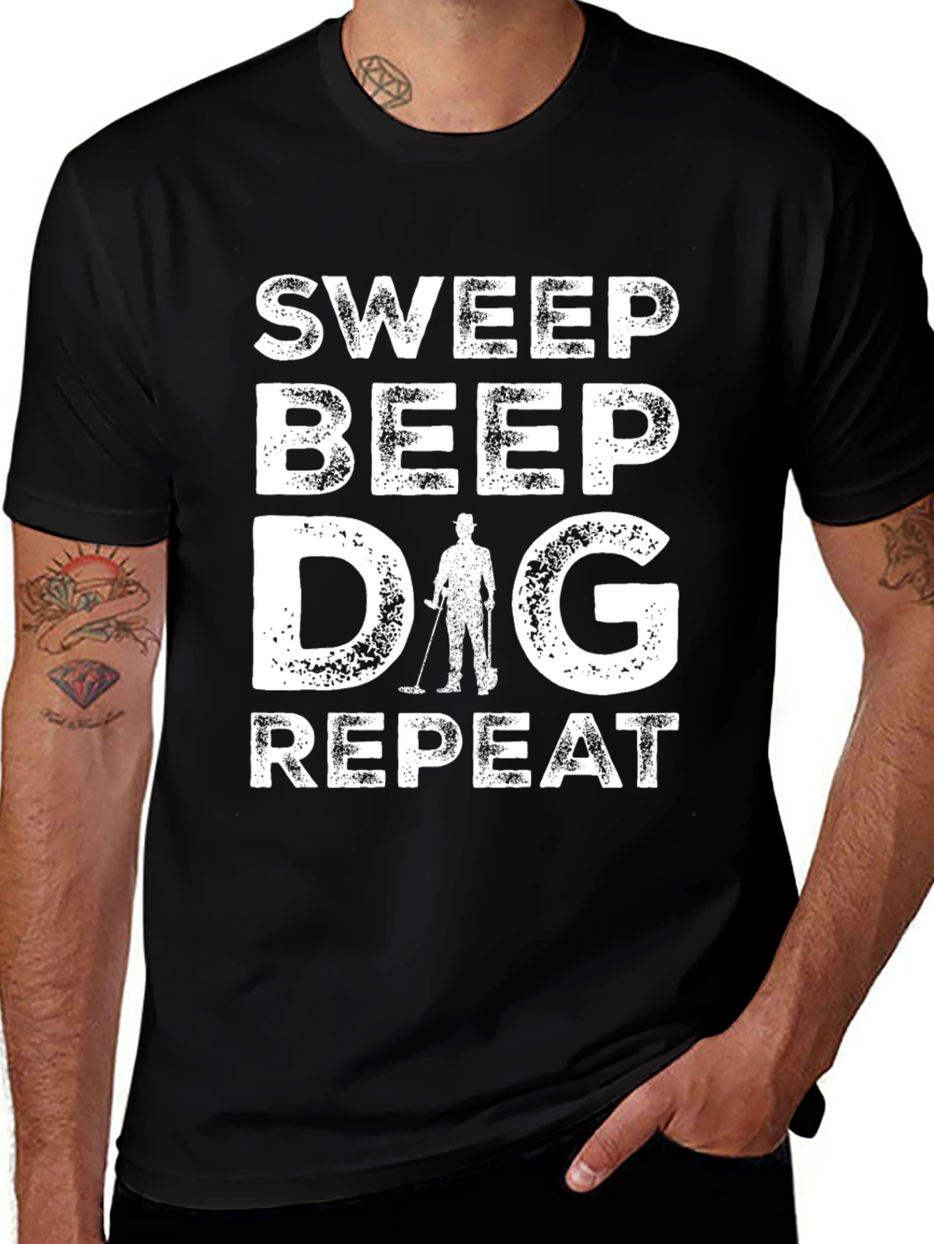 Variant 11 of Sweep Beep Dig Repeat Metal Detecting T-Shirt