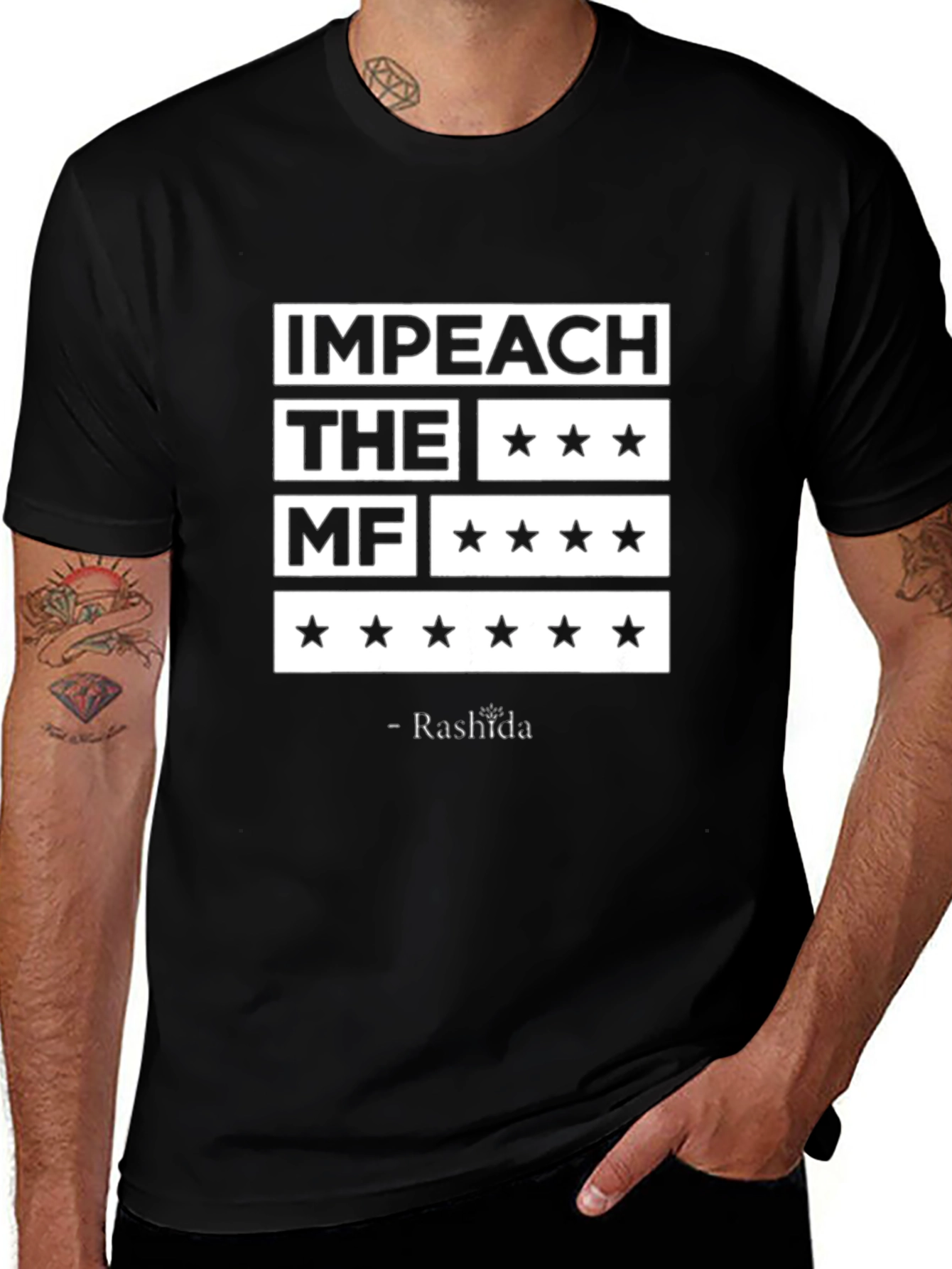 Black Impeach the MF T-Shirt - Rashida Quote main image