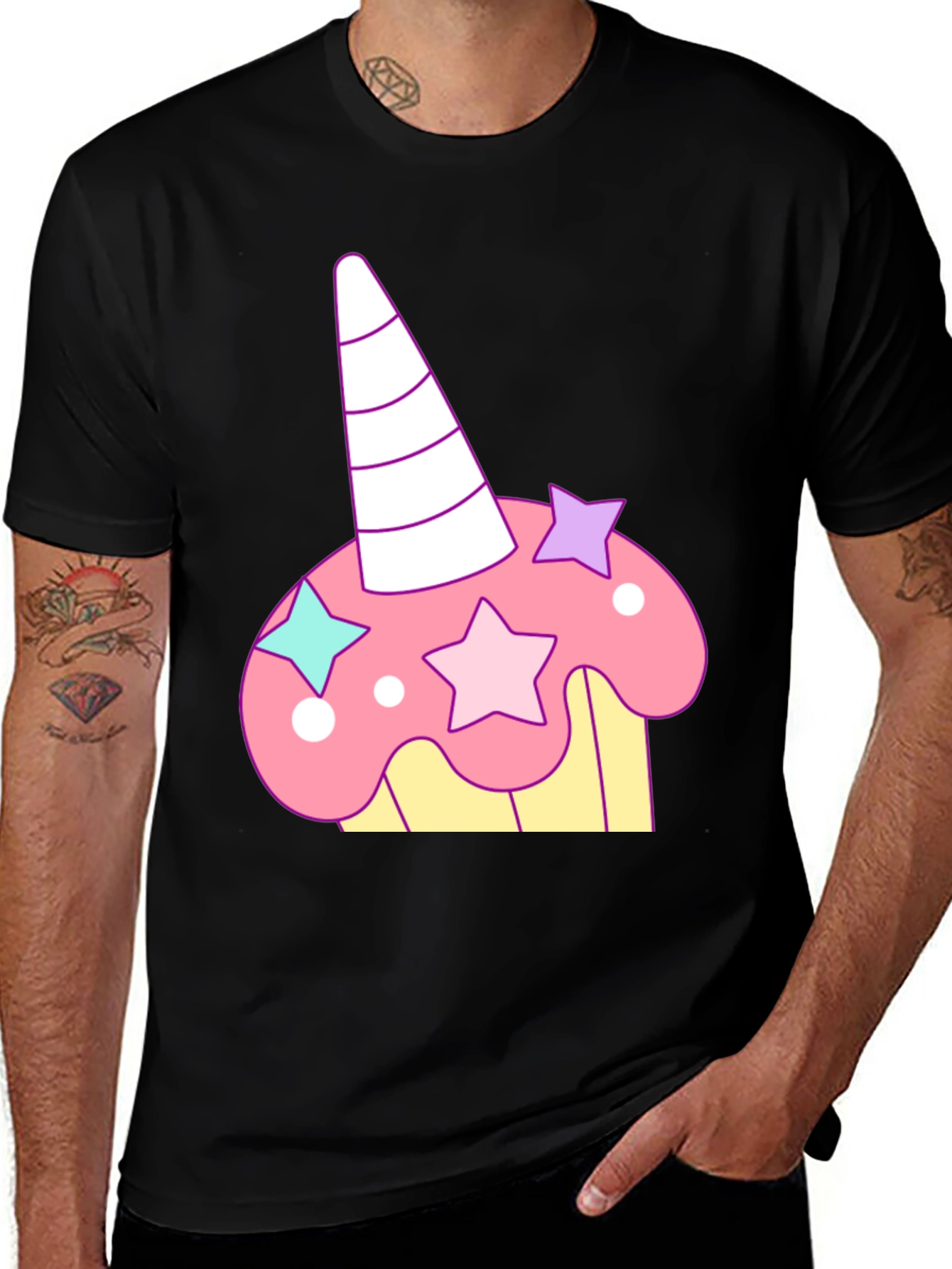 Variant 22 of Unicorn Cupcake Graphic Tee - Black