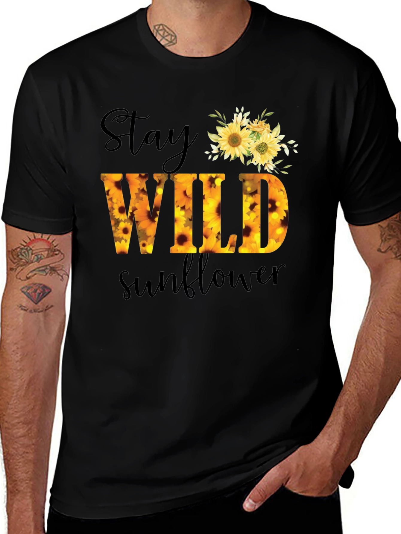 Variant 26 of Stay Wild Sunflower Graphic Tee
