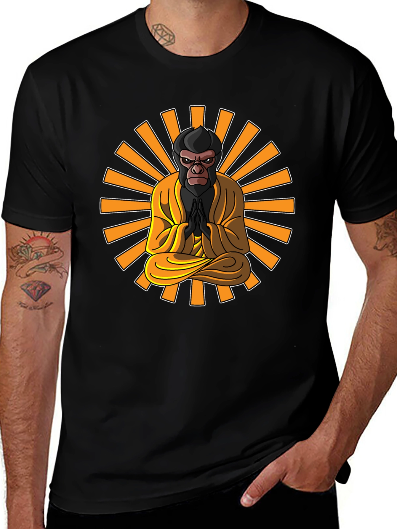 Variant 13 of Zen Monkey T-Shirt - Meditating Ape Graphic Tee