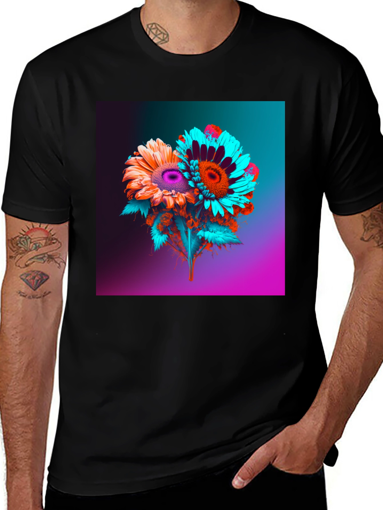 Variant 19 of Vibrant Floral Graphic Tee - Modern Art Style
