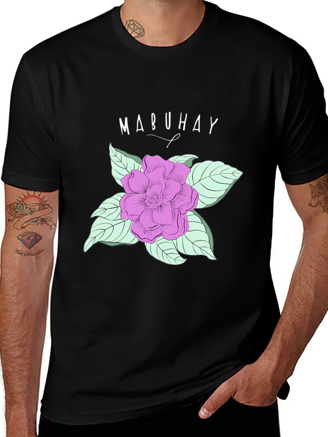 Variant 6 of Mabuhay Floral Graphic Tee - Black