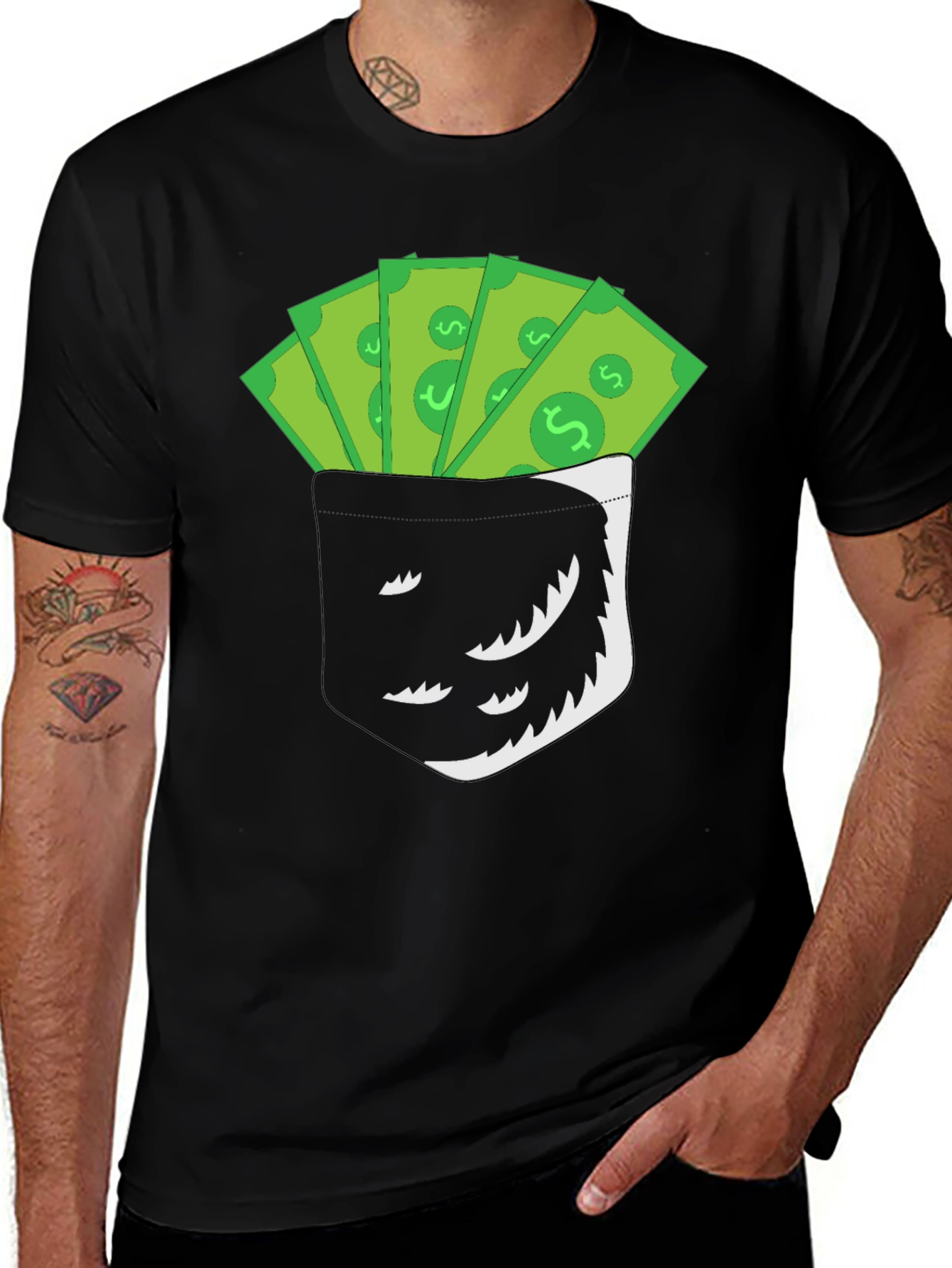 Variant 11 of Money in Pocket Black Tee