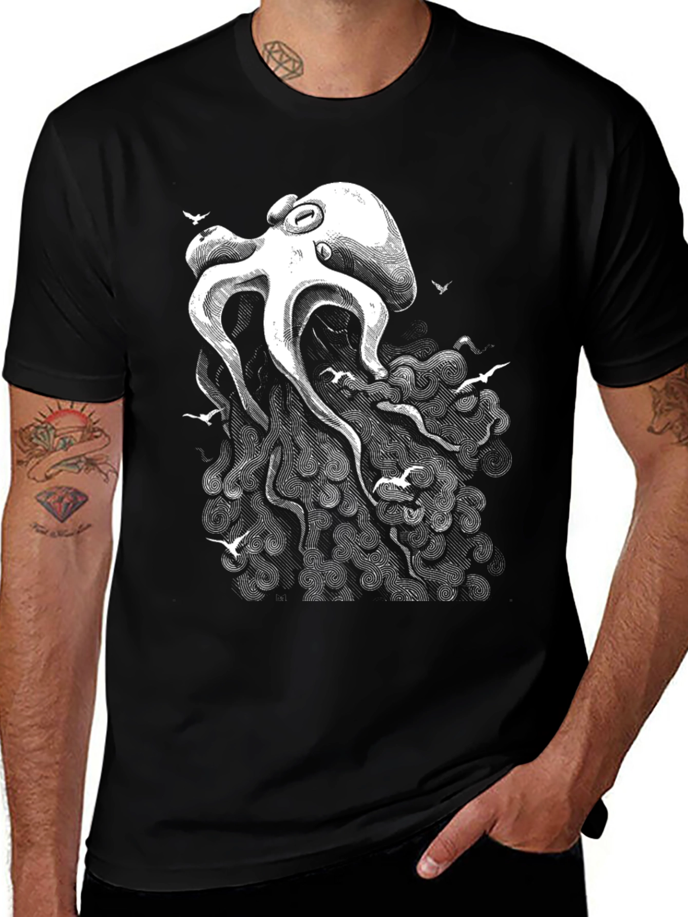 Variant 28 of Octopus Art Tee - Sea Life Graphic Print T-Shirt