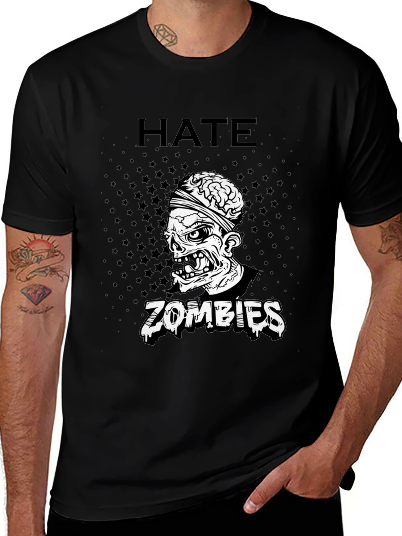 Variant 24 of Hate Zombies Graphic Tee - Black Cotton T-Shirt