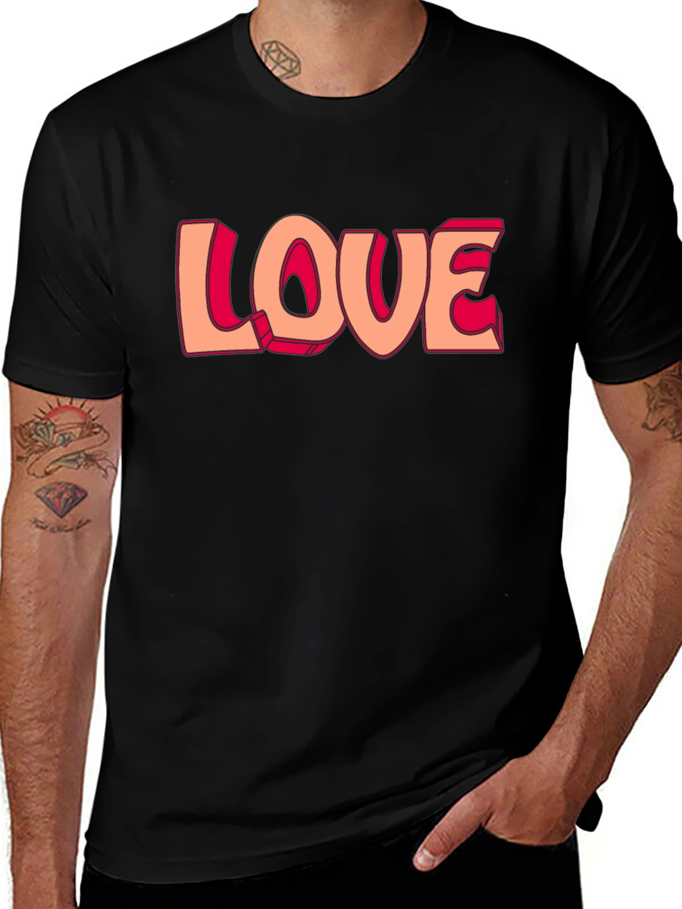 Variant 10 of Love Graphic Tee - Casual Black T-Shirt