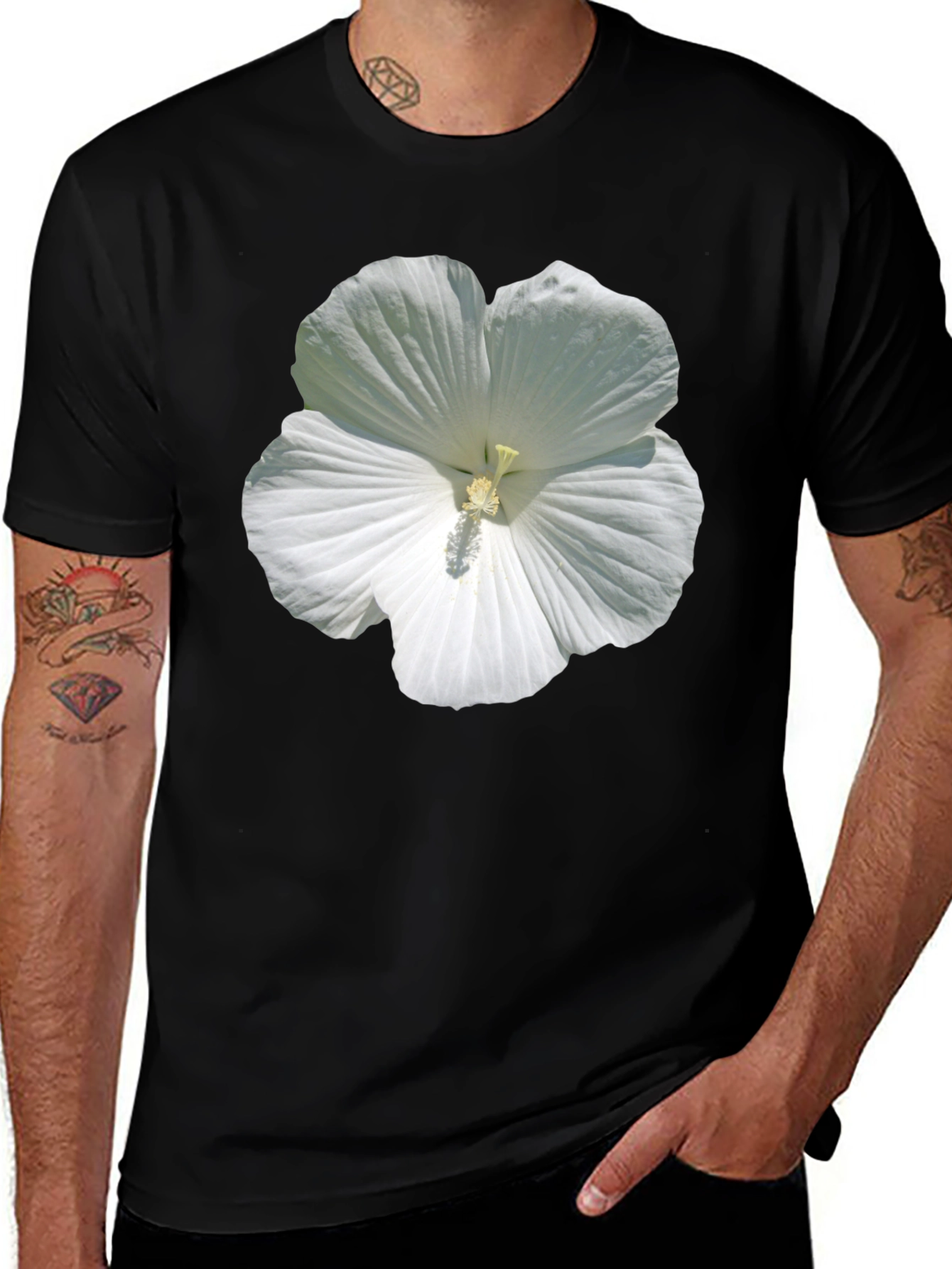 Variant 6 of White Hibiscus Flower Graphic T-Shirt