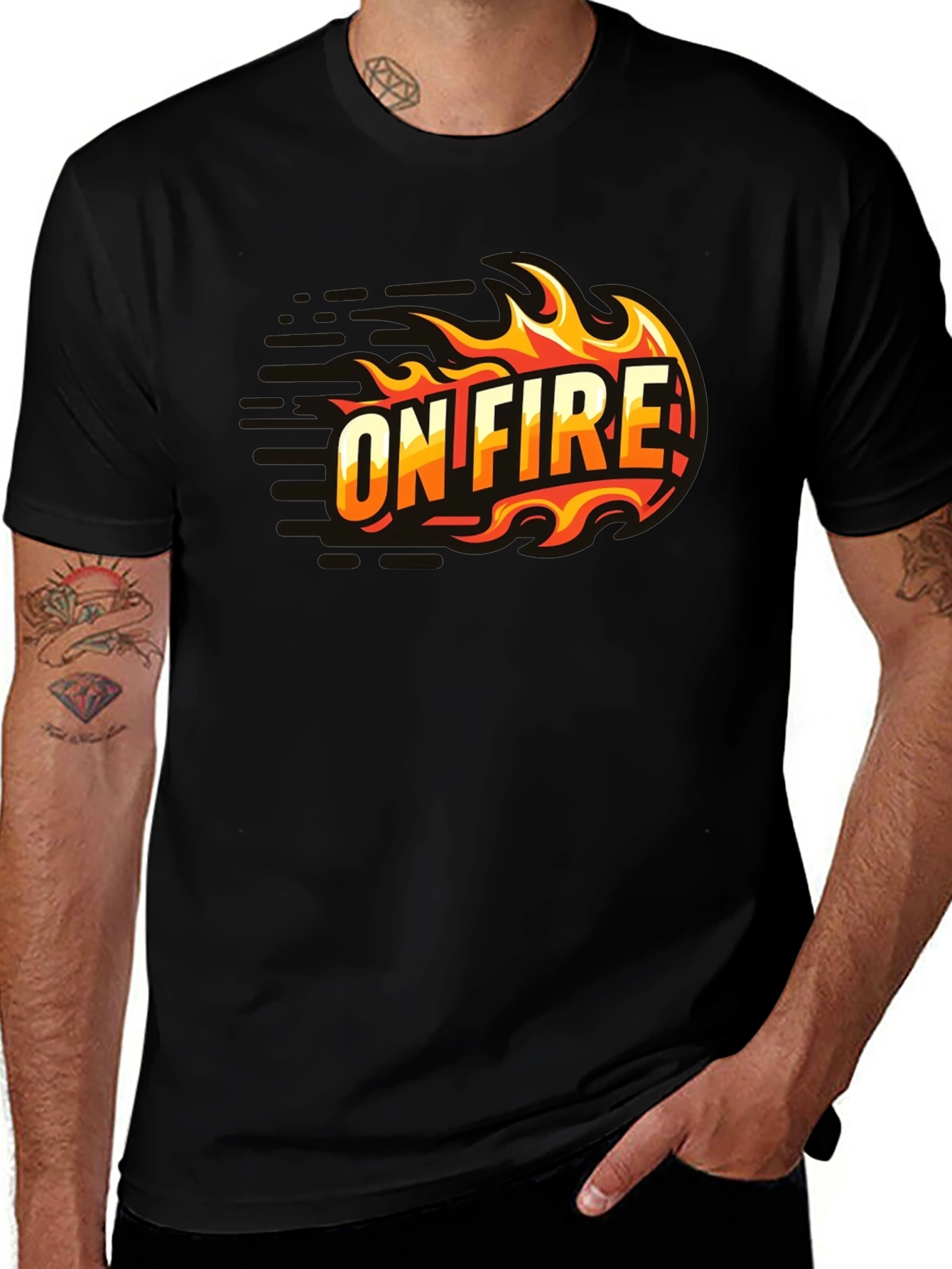 Variant 21 of On Fire Graphic T-Shirt - Black Cotton Tee