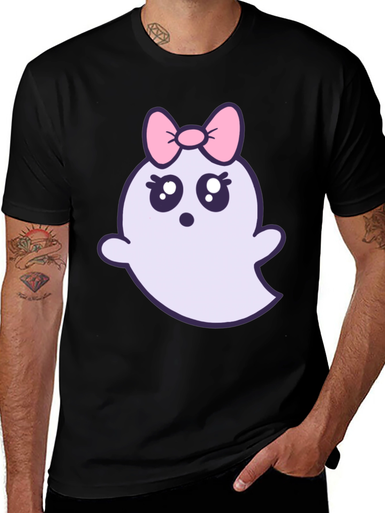 Variant 18 of Cute Ghost with Bow T-Shirt - Halloween Apparel