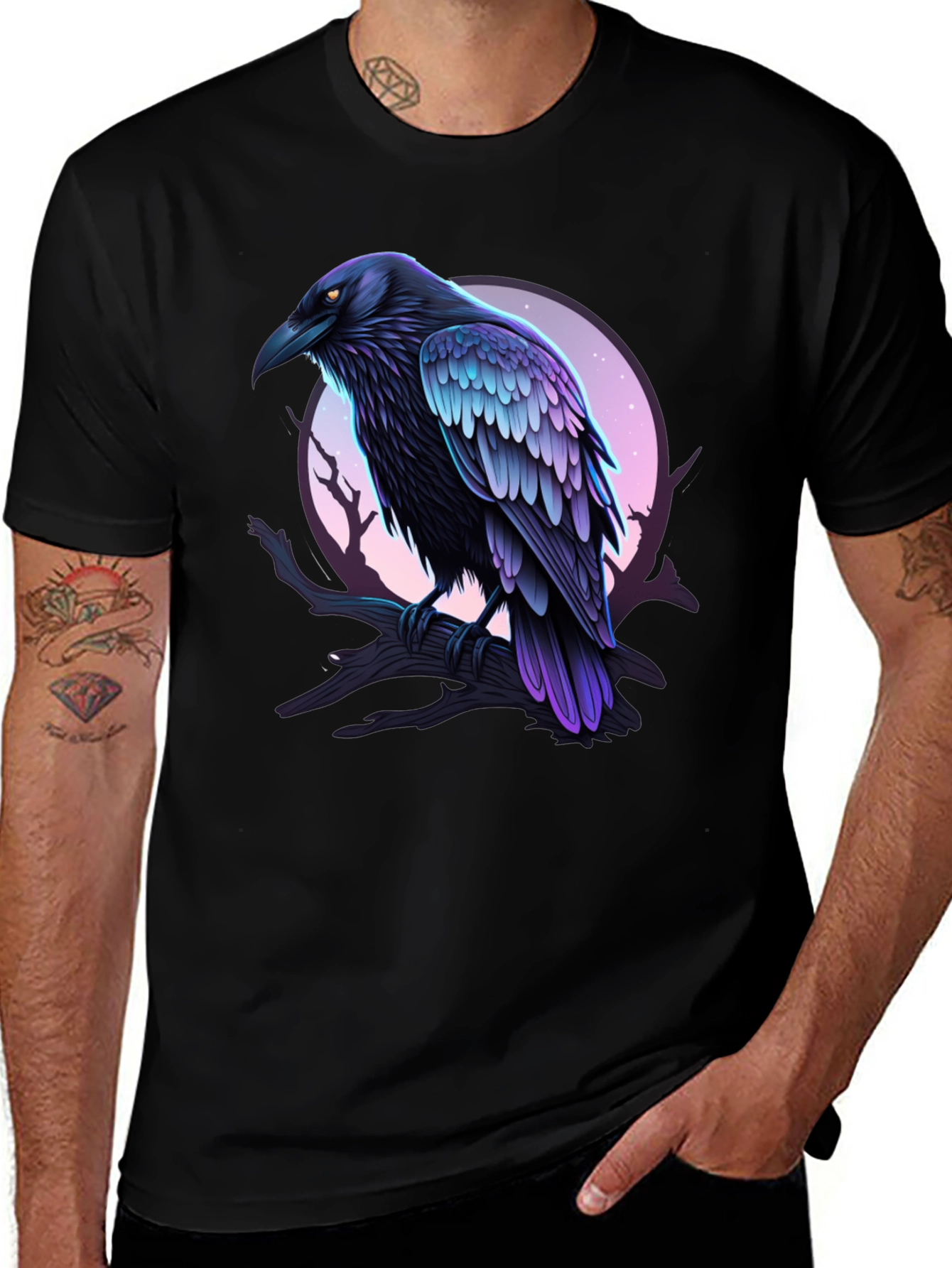 Variant 18 of Raven Graphic Tee - Men's Black T-Shirt
