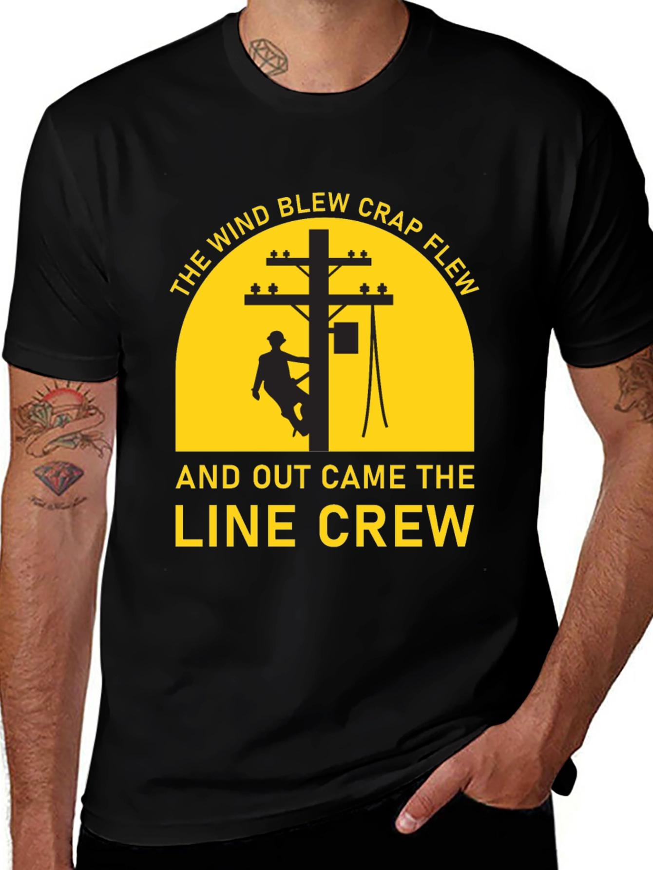 Lineman Crew T-Shirt - The Wind Blew Crap Flew