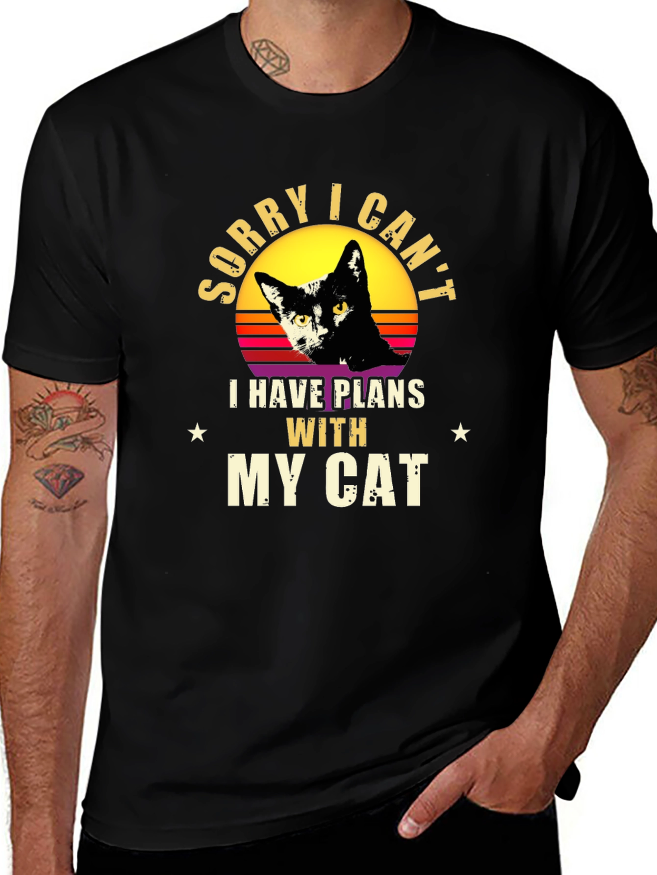 Variant 27 of Sorry I Can't - Black Cat Graphic T-Shirt