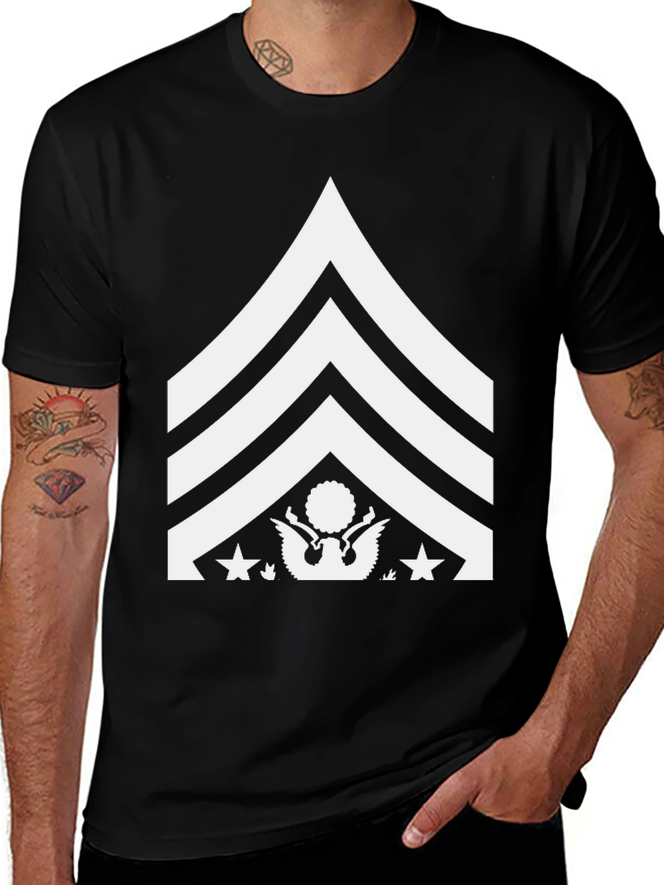 Variant 22 of Military Rank Graphic Tee - Black