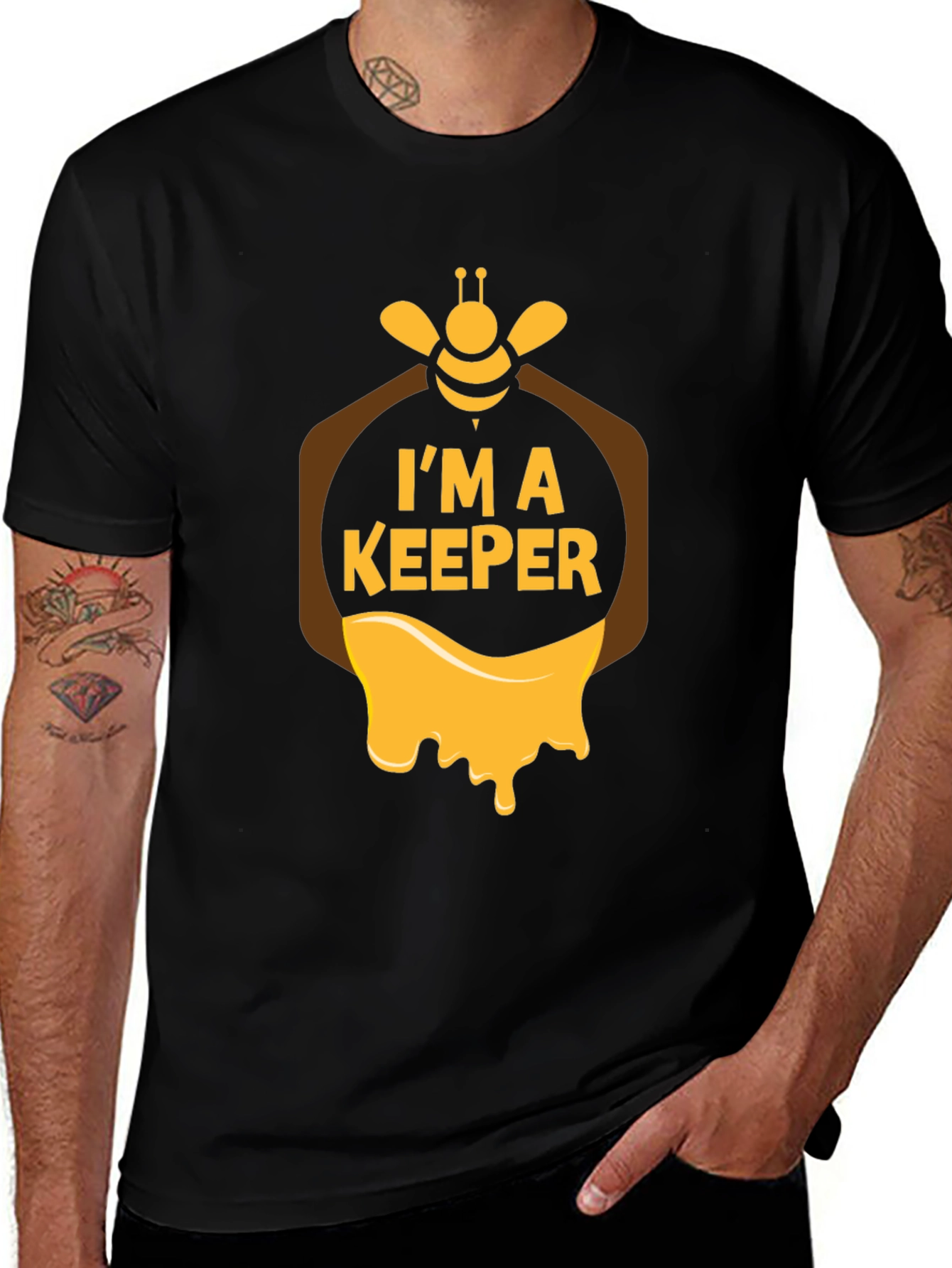 Variant 2 of I'm A Keeper Beekeeper T-Shirt - Honeycomb Bee Graphic Tee