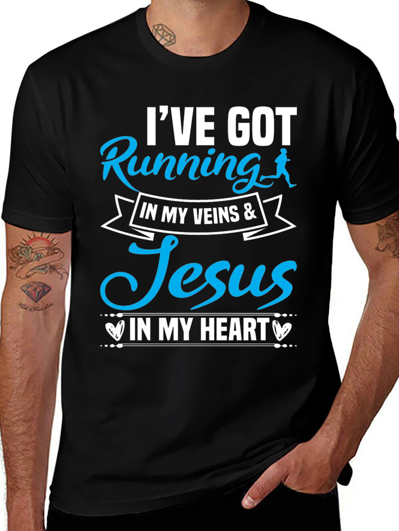 Variant 5 of Running & Jesus T-Shirt - I've Got Running in My Veins
