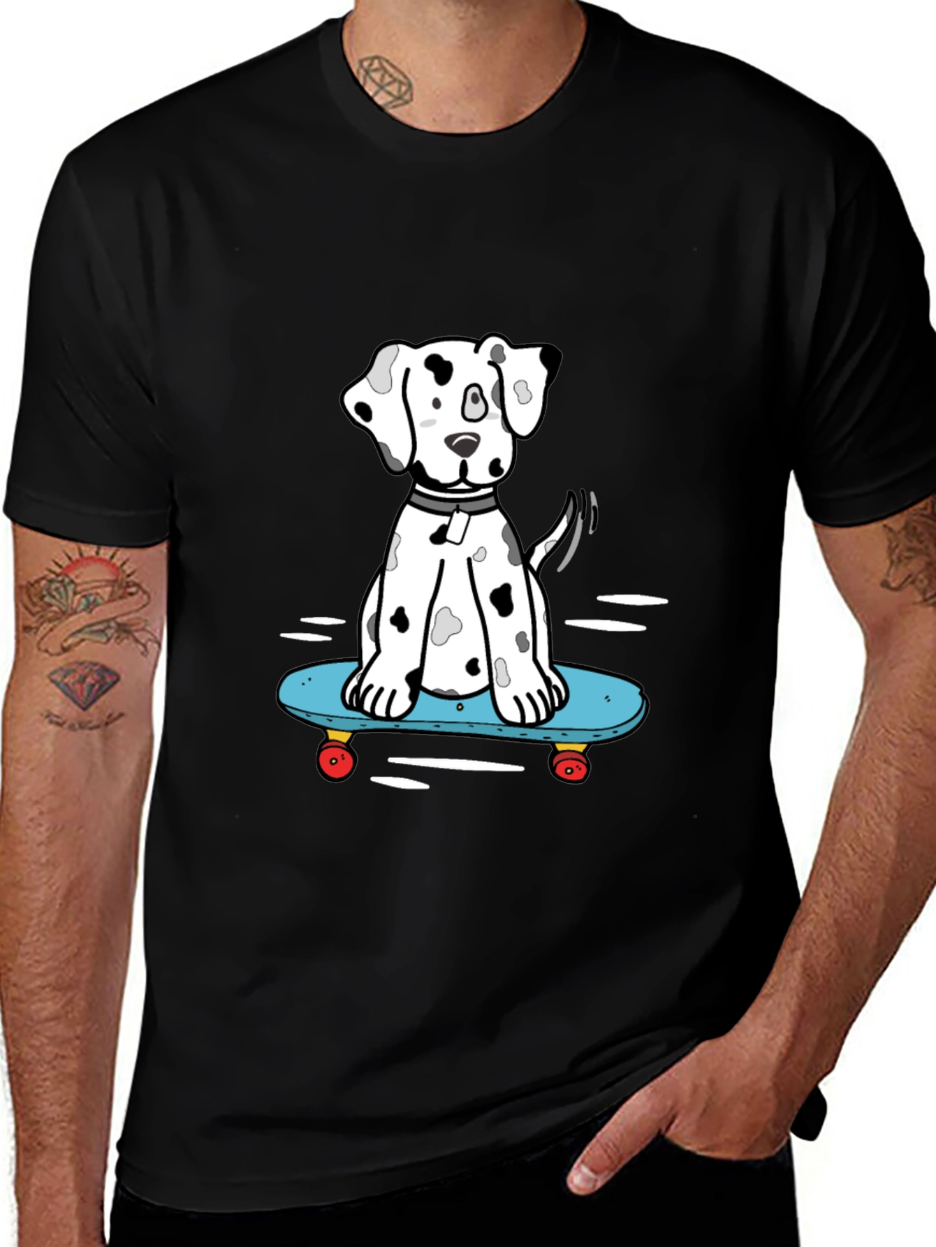 Dalmatian Skateboarding T-Shirt - Cool Graphic Tee