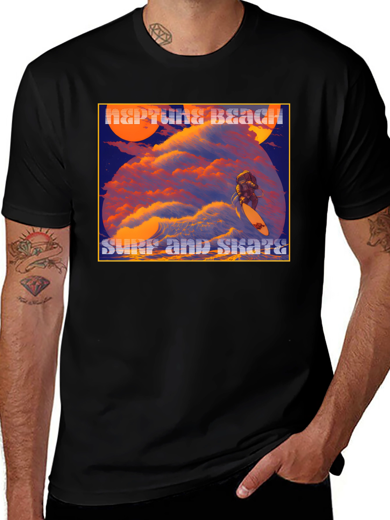 Variant 18 of Neptune Beach Surf & Skate Black Graphic Tee