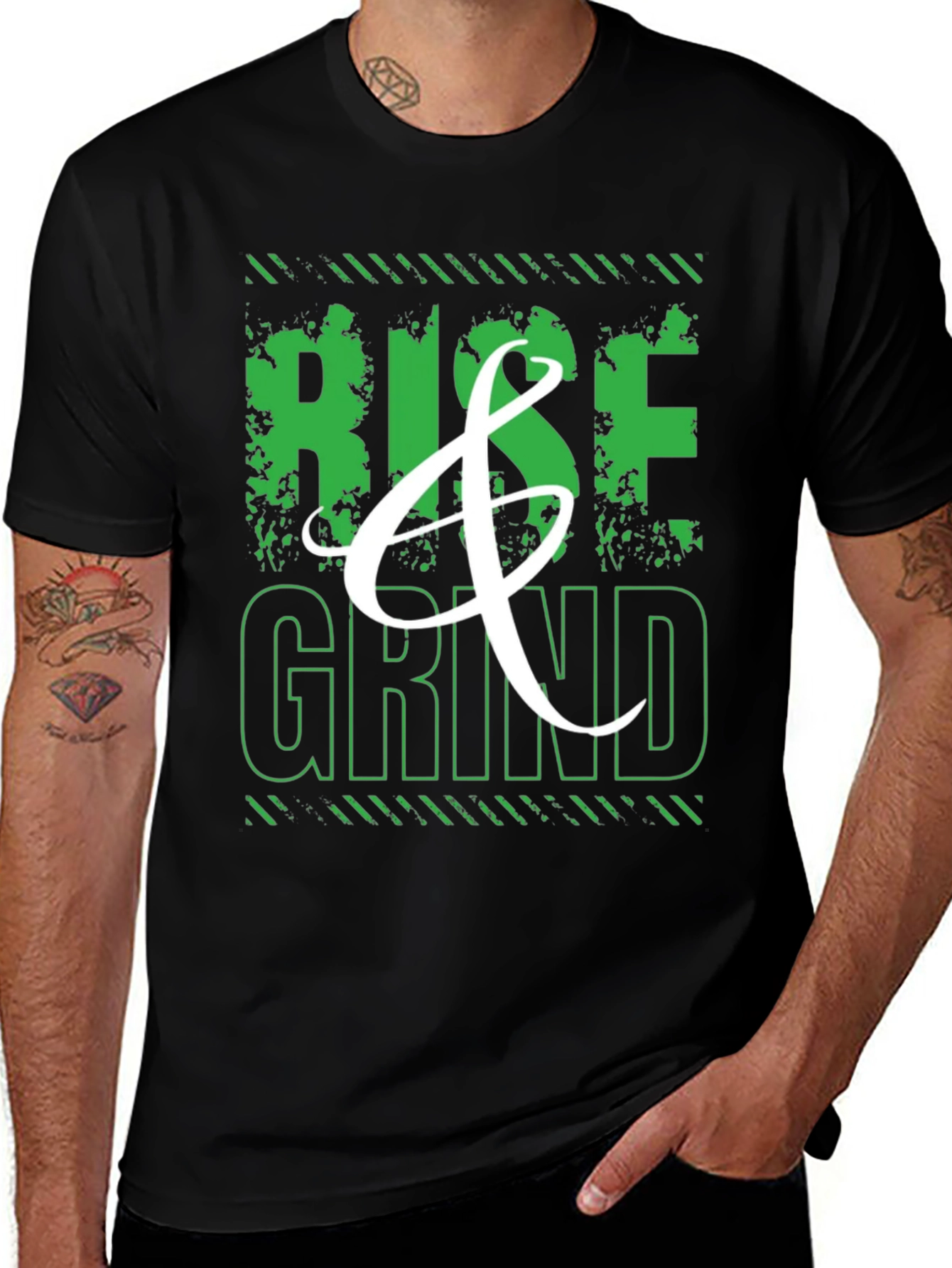 Variant 17 of Rise & Grind Graphic T-Shirt - Men's Black Tee