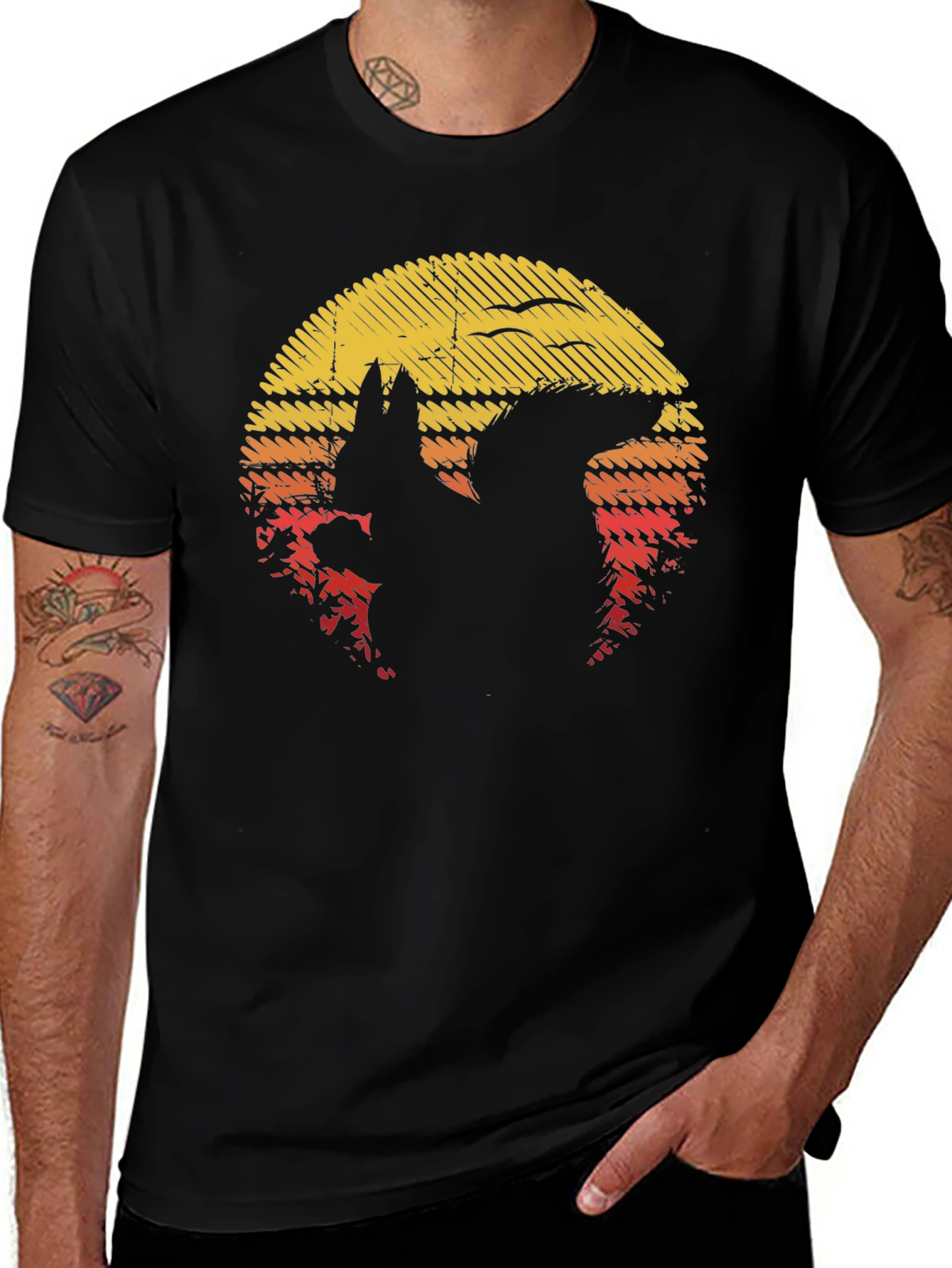 Variant 16 of Vintage Wolf Sunset Graphic T-Shirt