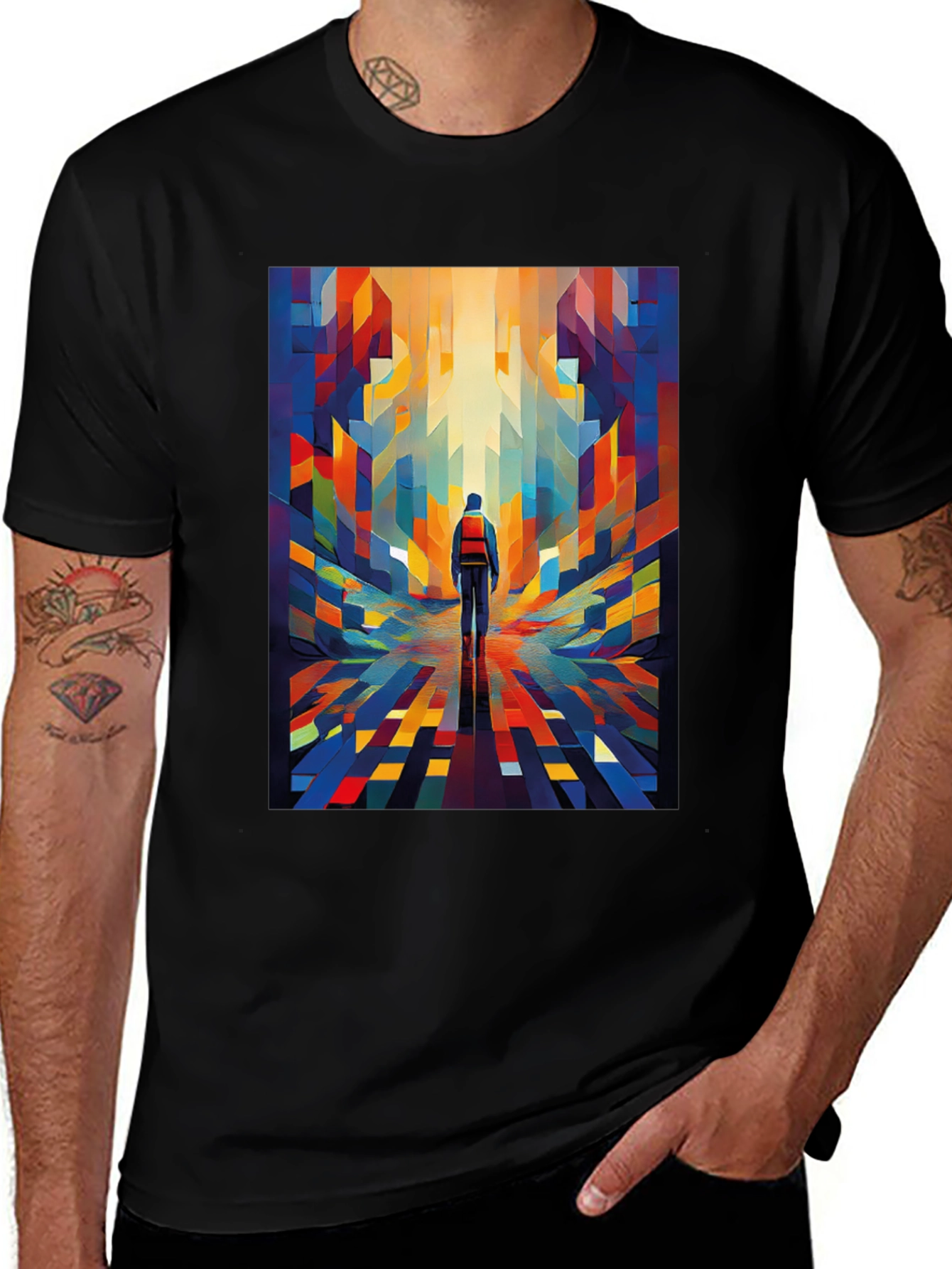 Variant 3 of Abstract Path T-Shirt: Colorful, Modern Design