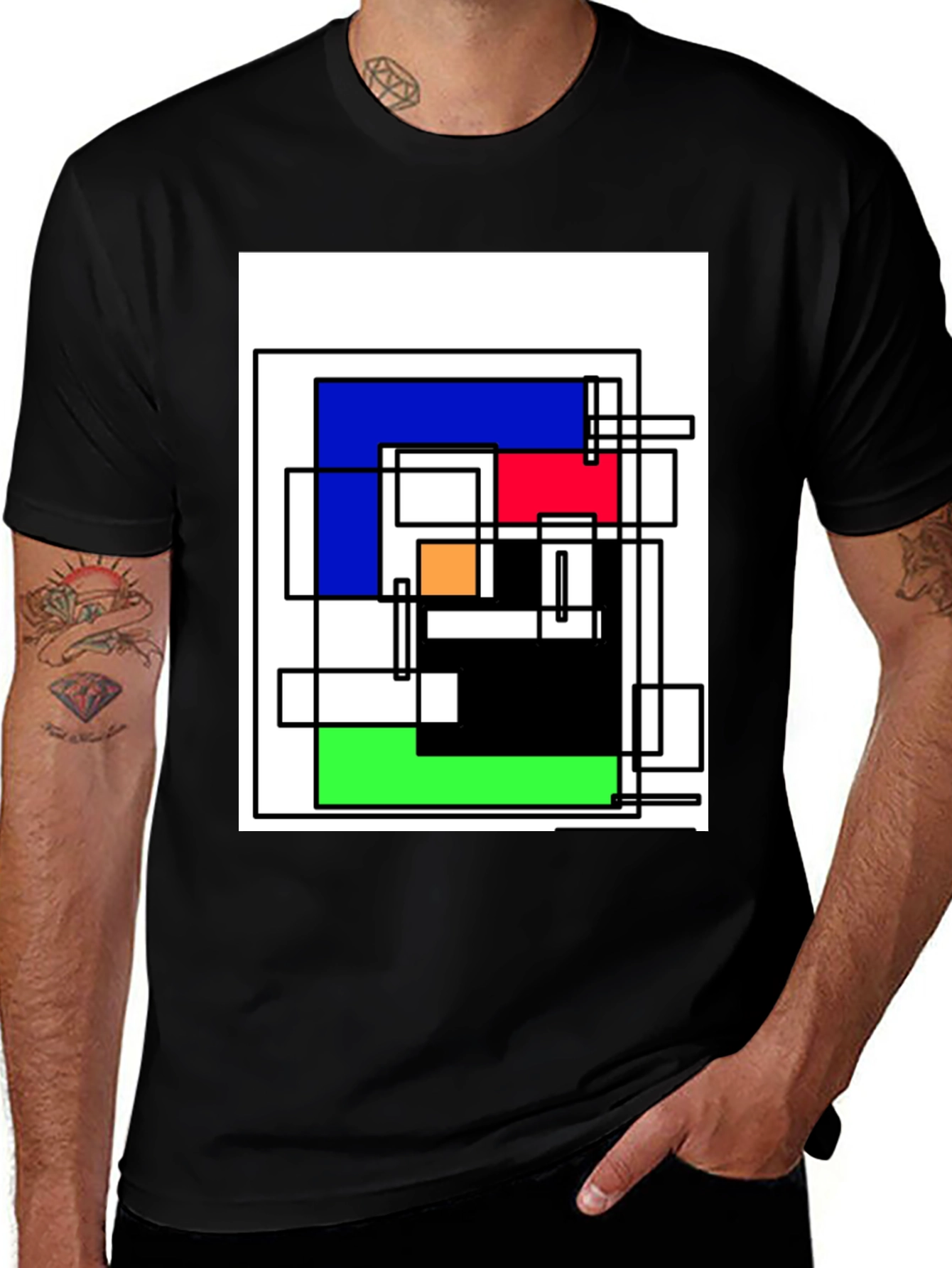 Abstract Geometric Art T-Shirt - Mondrian Style