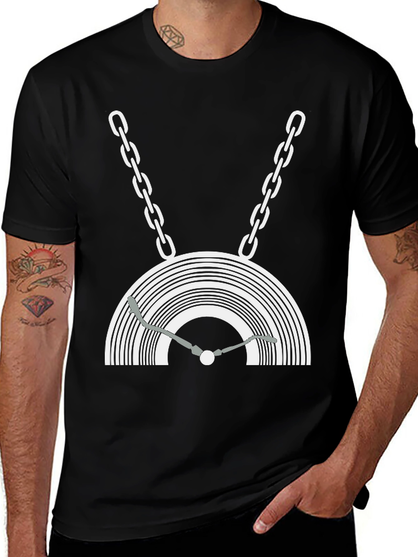 Variant 3 of DJ Turntable Graphic Tee - Black Cotton Blend