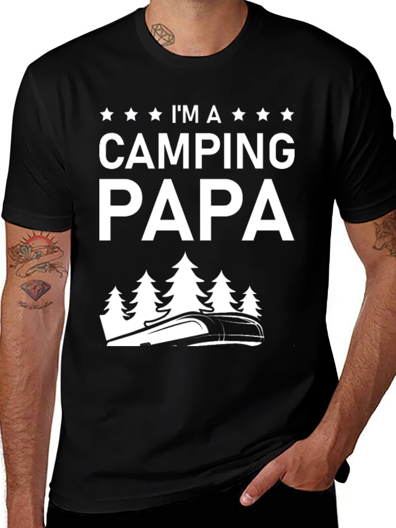 Variant 9 of Camping Papa Black T-Shirt - Outdoor Adventure