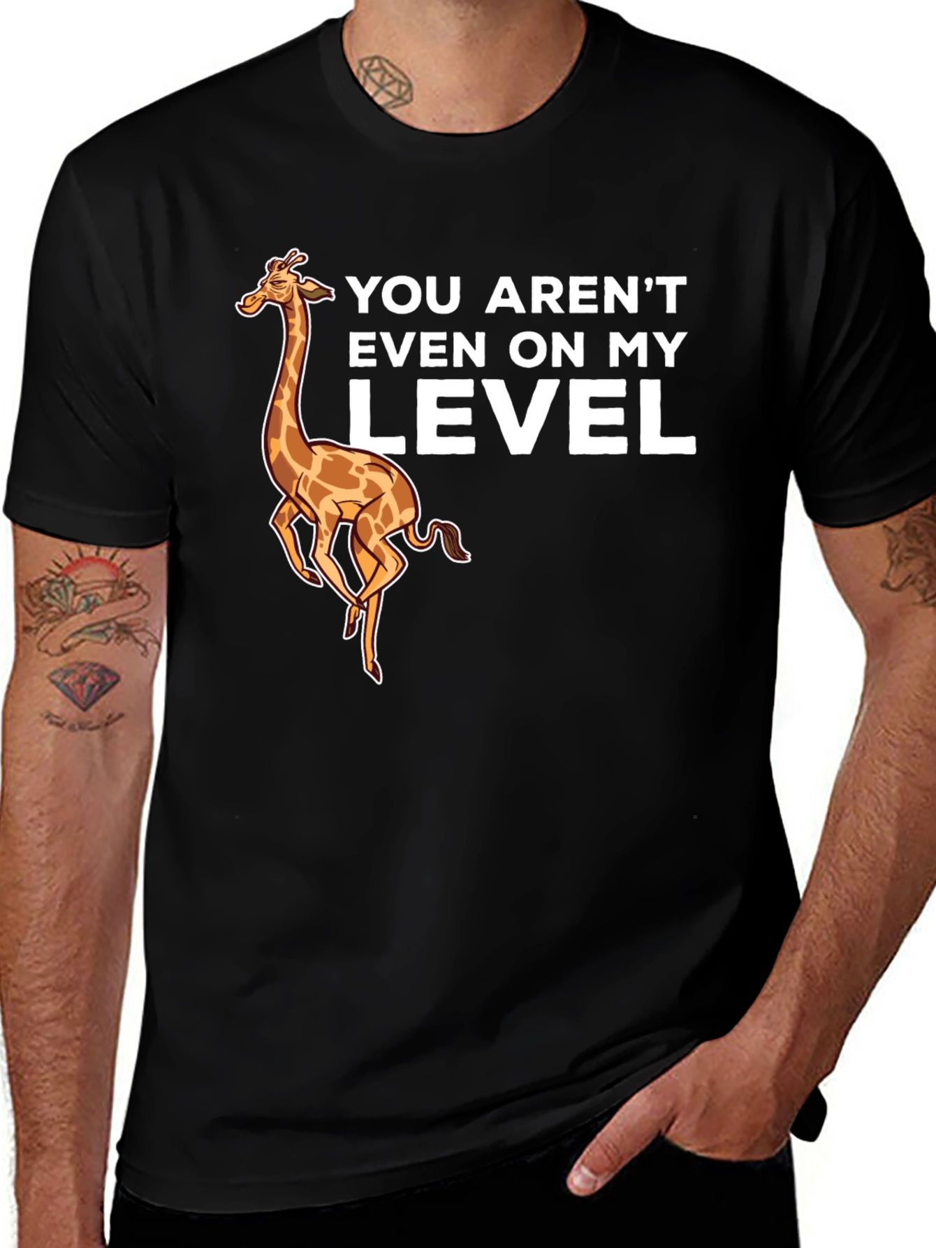 Variant 25 of Giraffe Level Black T-Shirt Funny Design