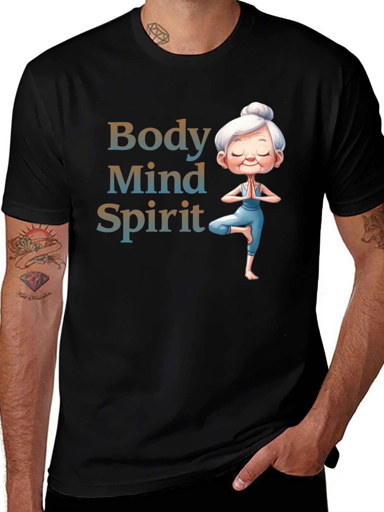Variant 23 of Body Mind Spirit Yoga T-Shirt - Zen Granny Tee