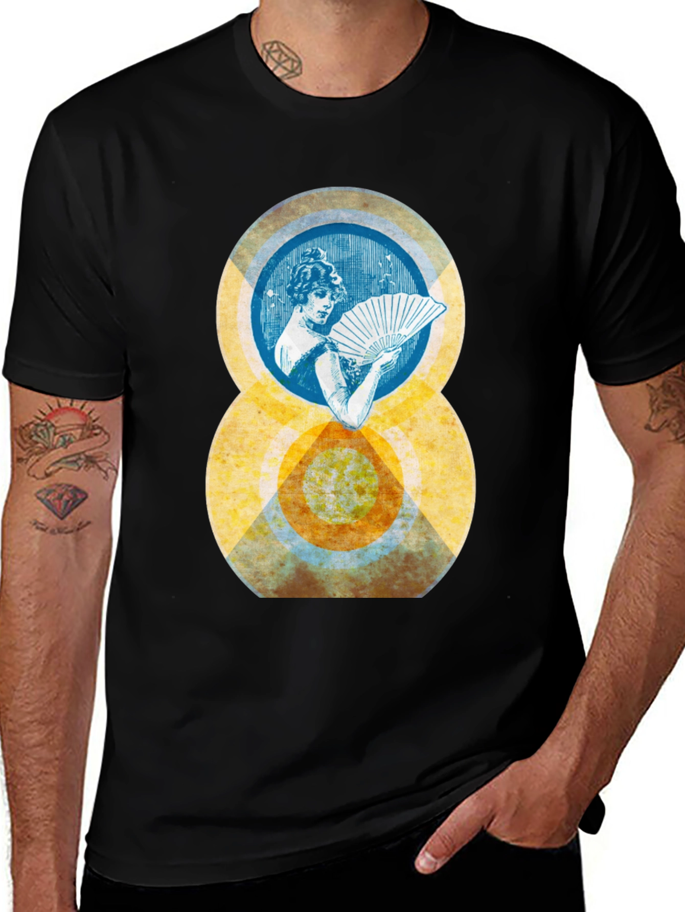 Variant 16 of Vintage Style Graphic Tee - Woman with Fan