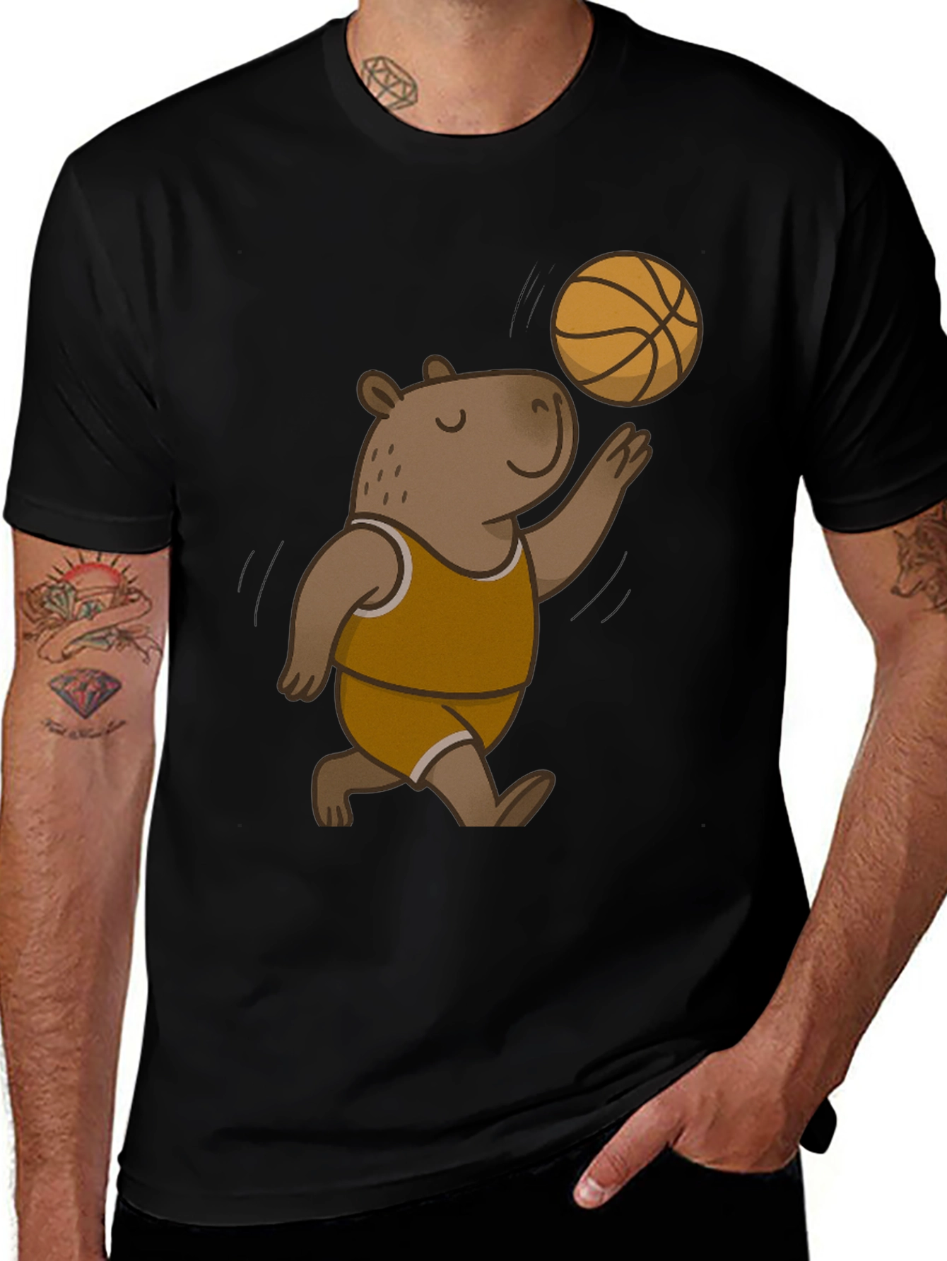 Variant 17 of Capybara Basketball Black T-Shirt