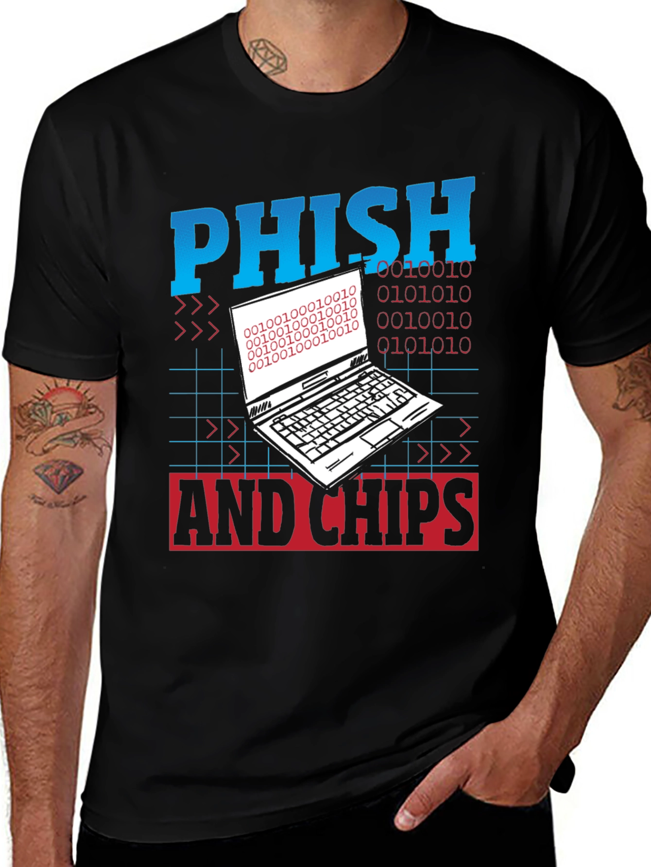 Phish And Chips Graphic T-Shirt - Cybersecurity Humor