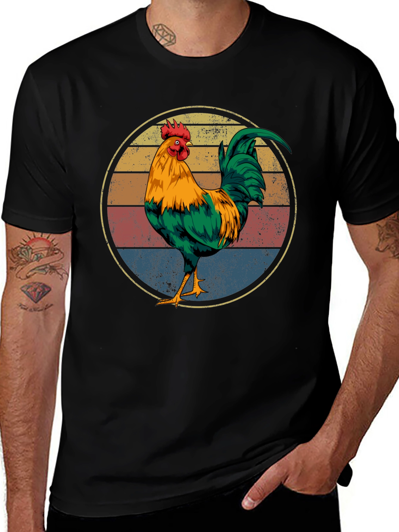 Variant 26 of Retro Rooster Graphic Tee - Vintage Chicken Shirt