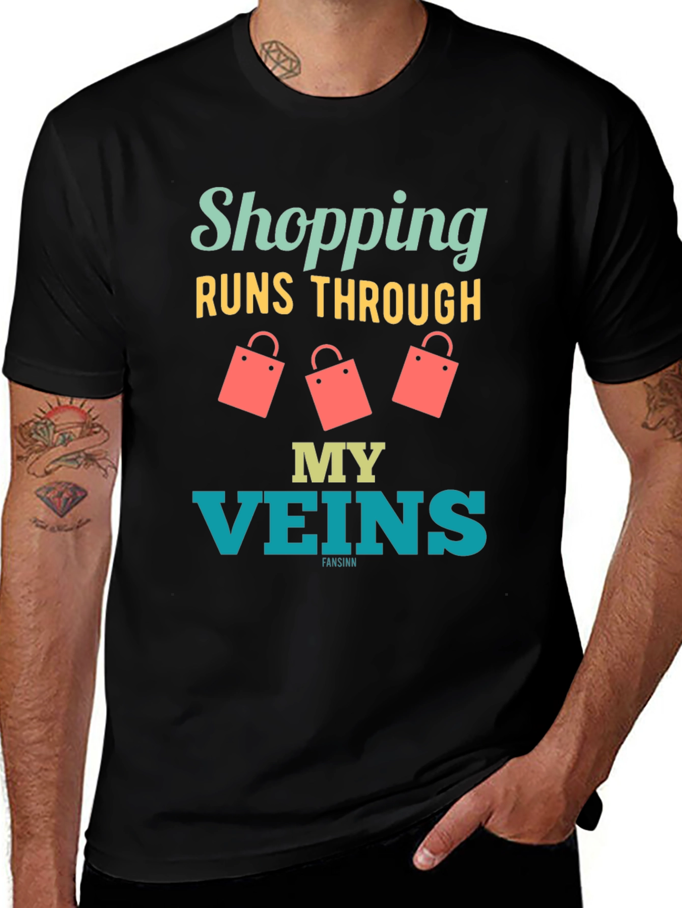 Variant 16 of Shopping Runs Through My Veins Funny T-Shirt