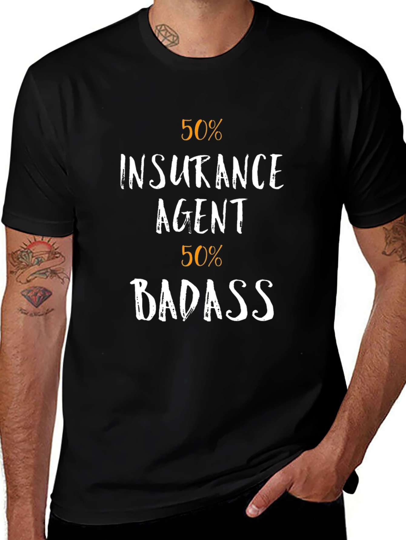 50% Insurance Agent 50% Badass Graphic T-Shirt