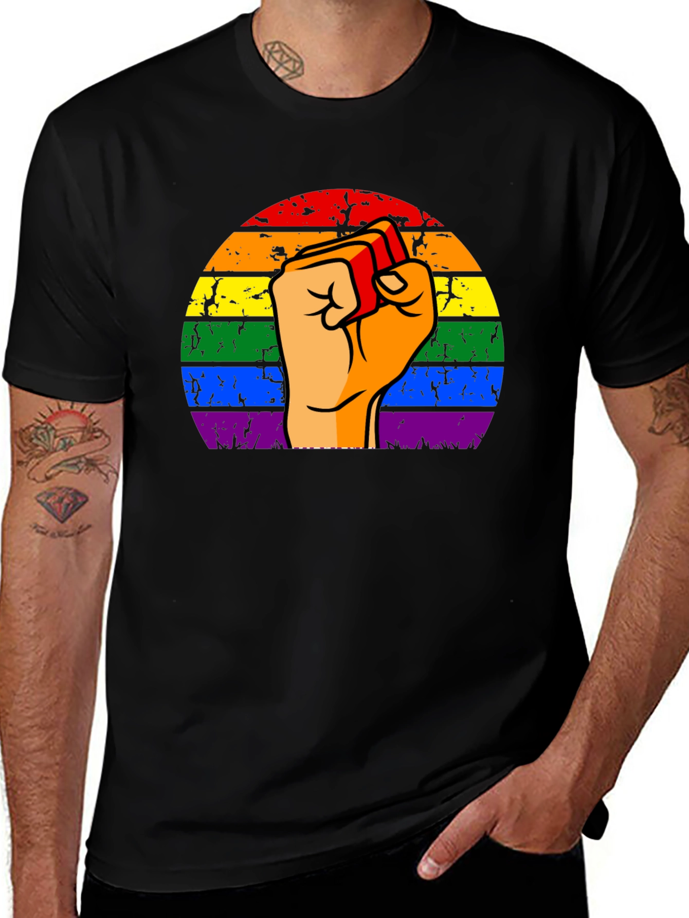 Variant 21 of Pride Fist Black T-Shirt