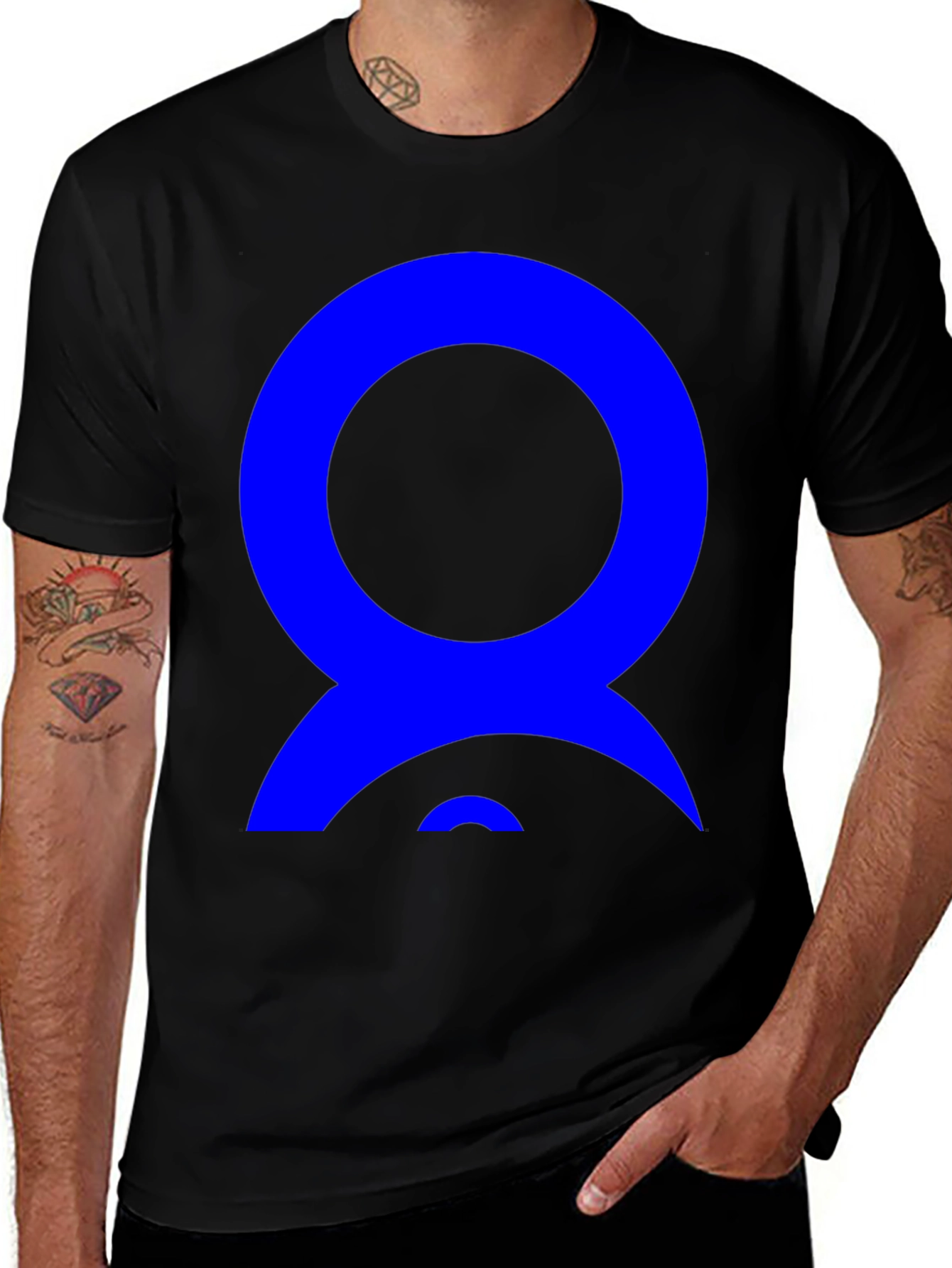 Variant 17 of Abstract Blue Design on Black T-Shirt