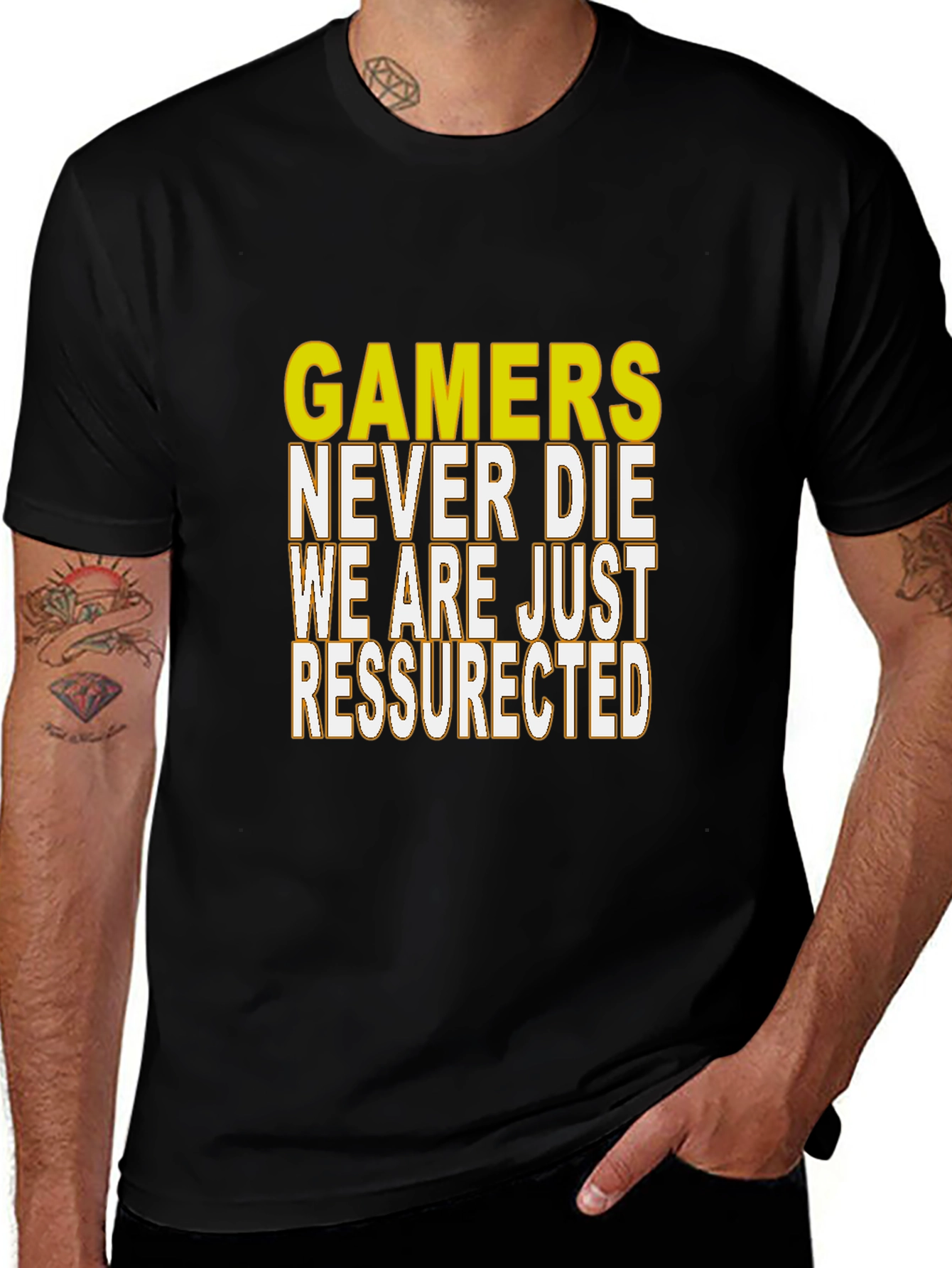 Variant 23 of Gamers Never Die Resurrected Black T-Shirt