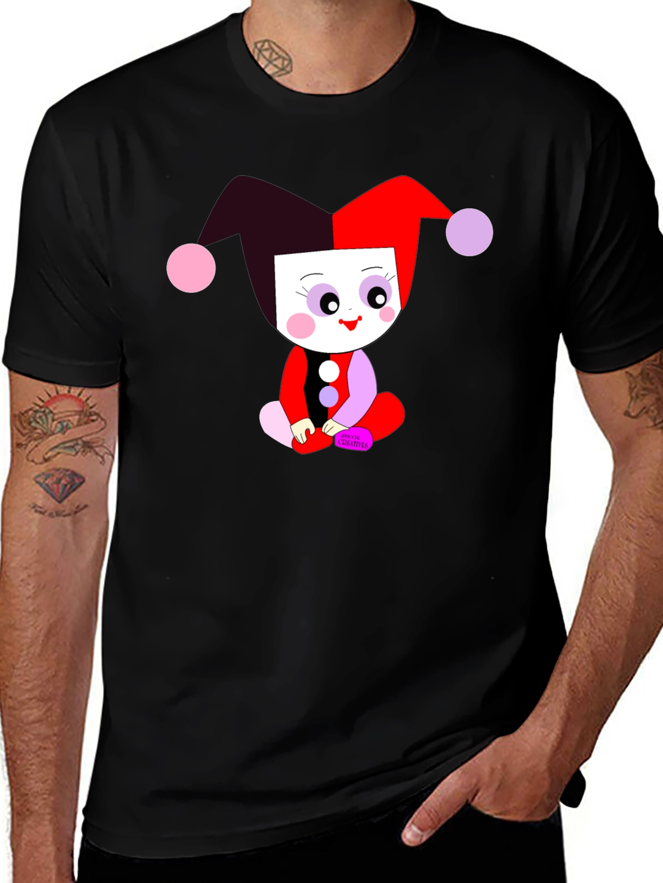Variant 2 of Clown Baby Graphic Tee - Black Cotton Shirt