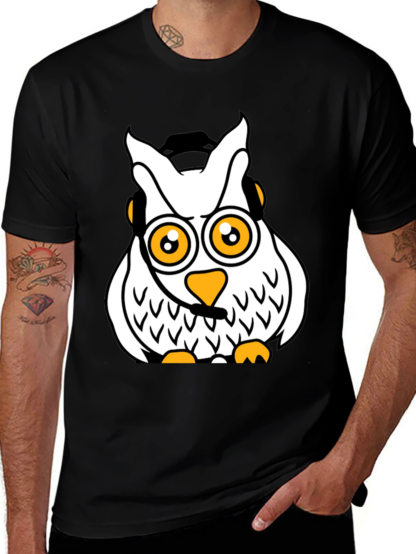 Variant 29 of Cool Owl Graphic T-Shirt - Black