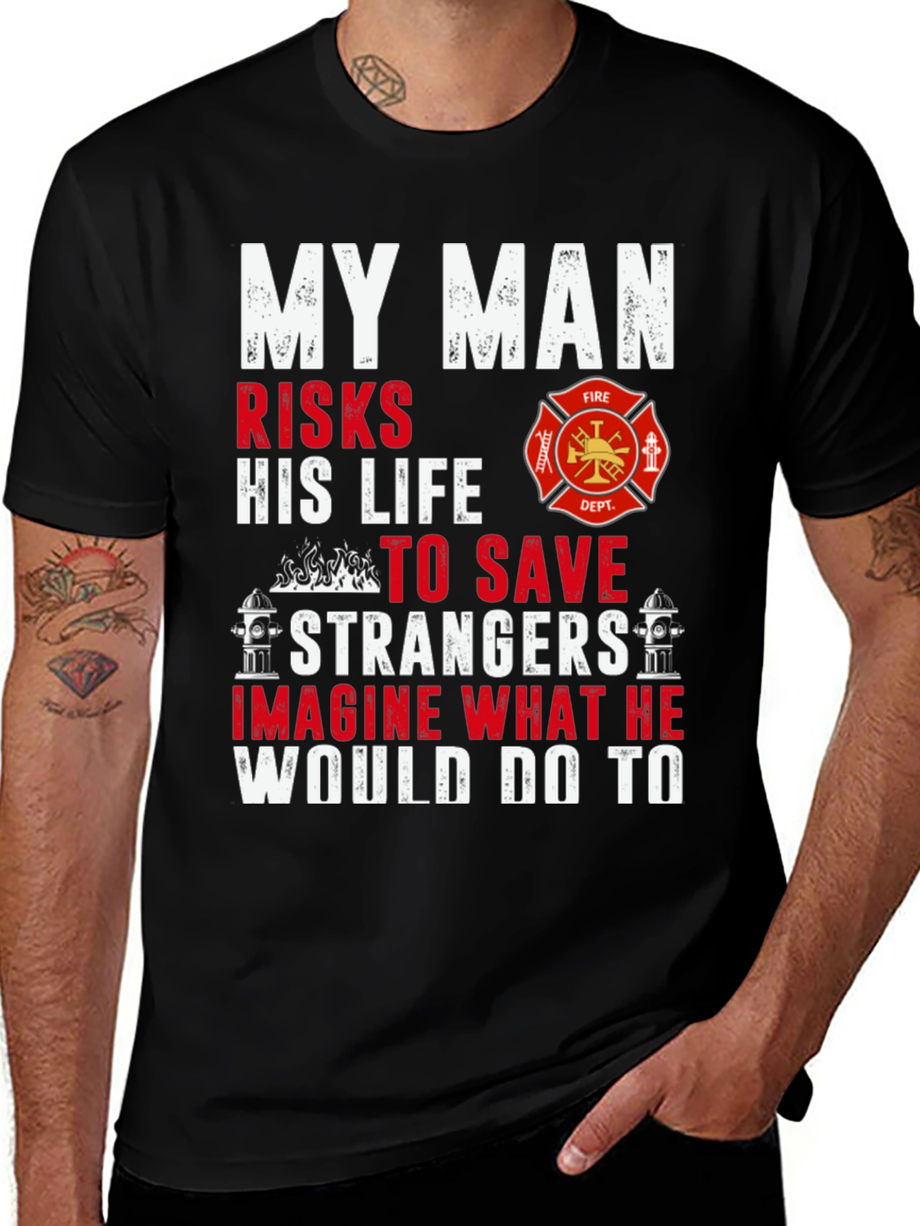 Variant 14 of Firefighter's Man T-Shirt - Heroic Design