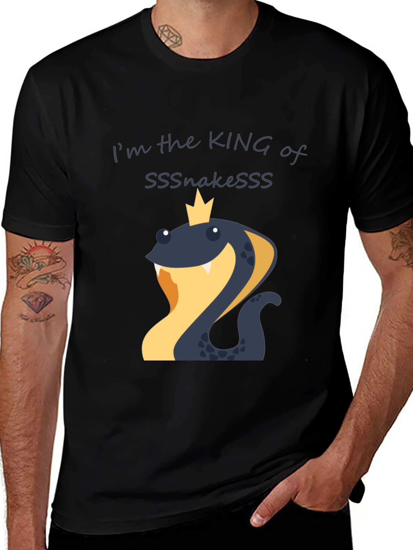 Variant 17 of King of Snakes Graphic T-Shirt - Black Cotton Tee