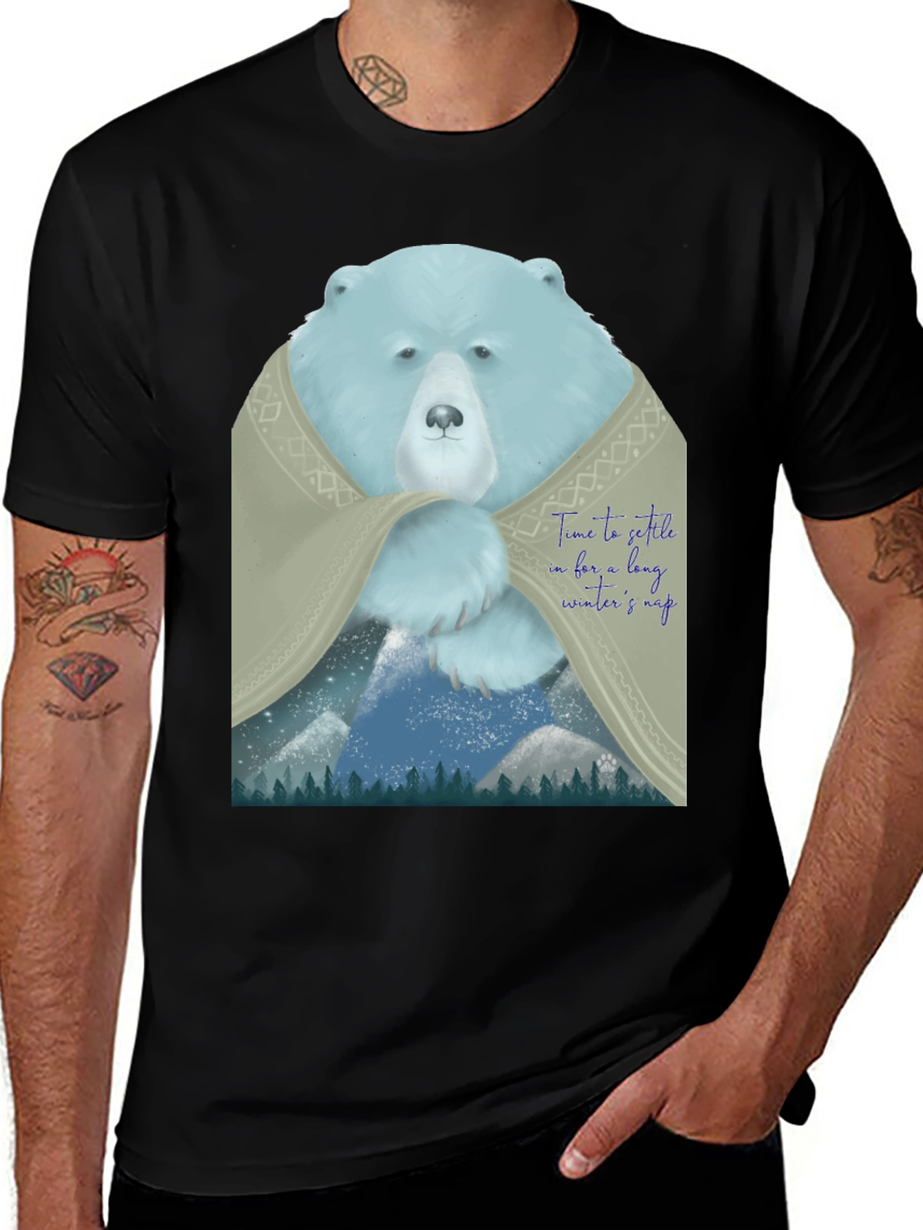 Black Bear Winter Nap Graphic Tee main image