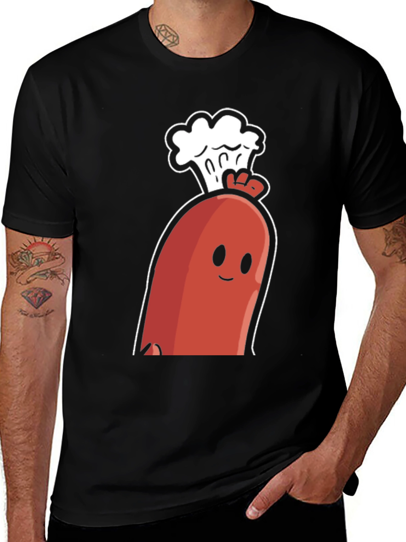 Funny Chef Sausage Graphic T-Shirt