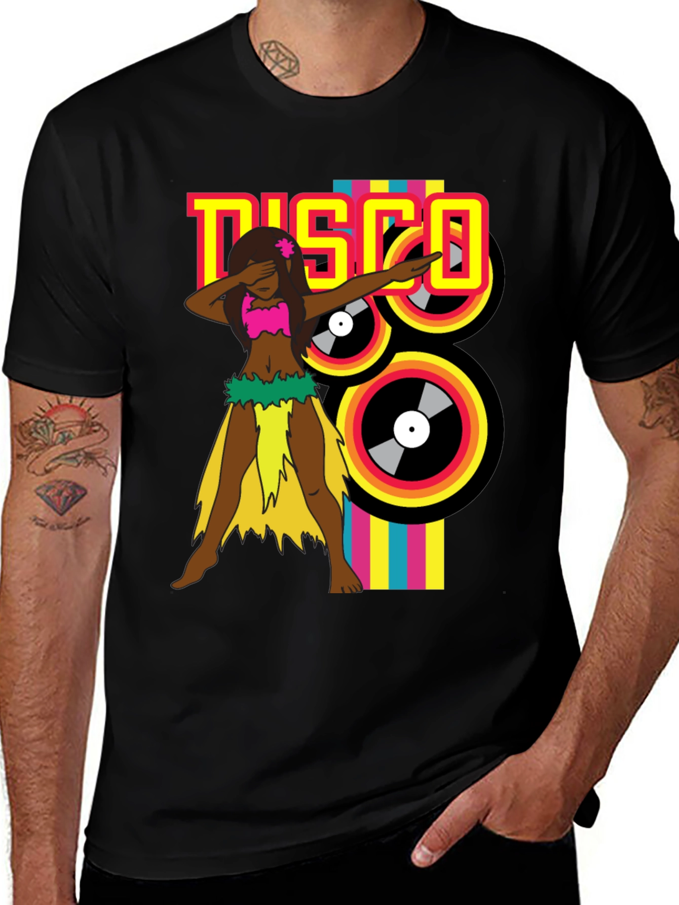 Variant 29 of Retro Disco Dab T-Shirt - Black