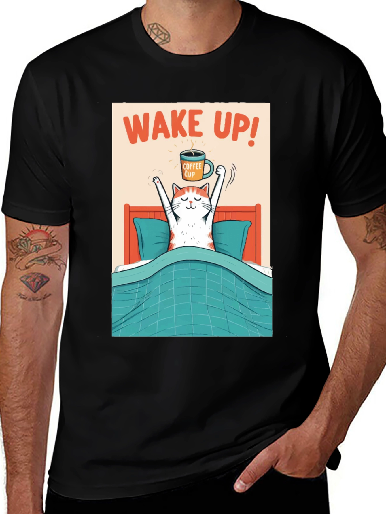 Variant 22 of Wake Up Coffee Cat T-Shirt