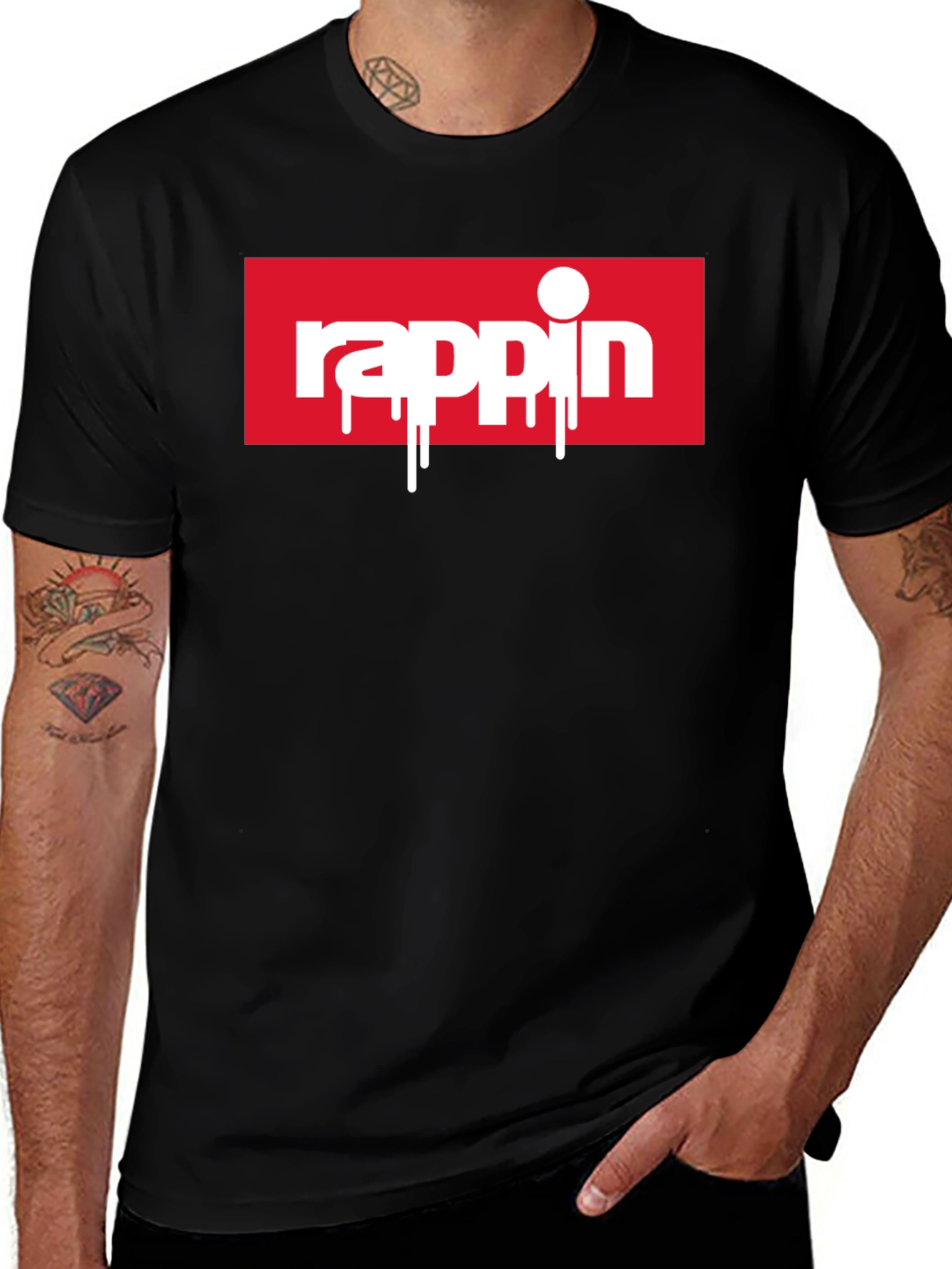 Variant 12 of Rappin' T-Shirt: Cool Black Tee with Graffiti-Style Design