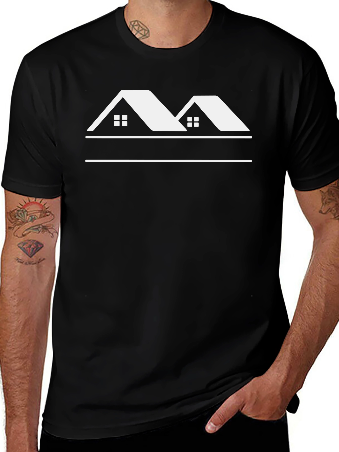 Variant 2 of Black T-Shirt with House Graphic